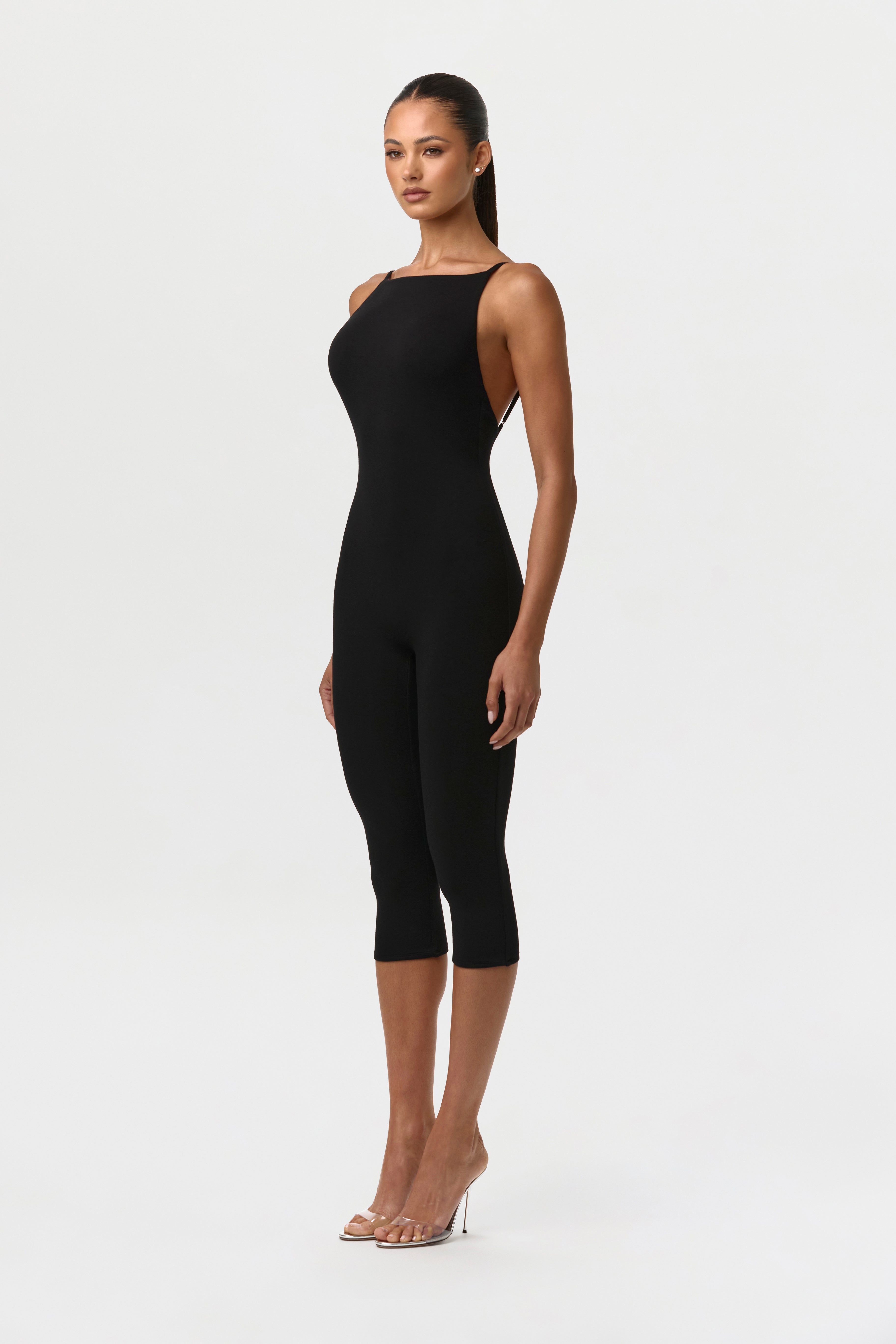 Smooth Open Back Capri Jumpsuit