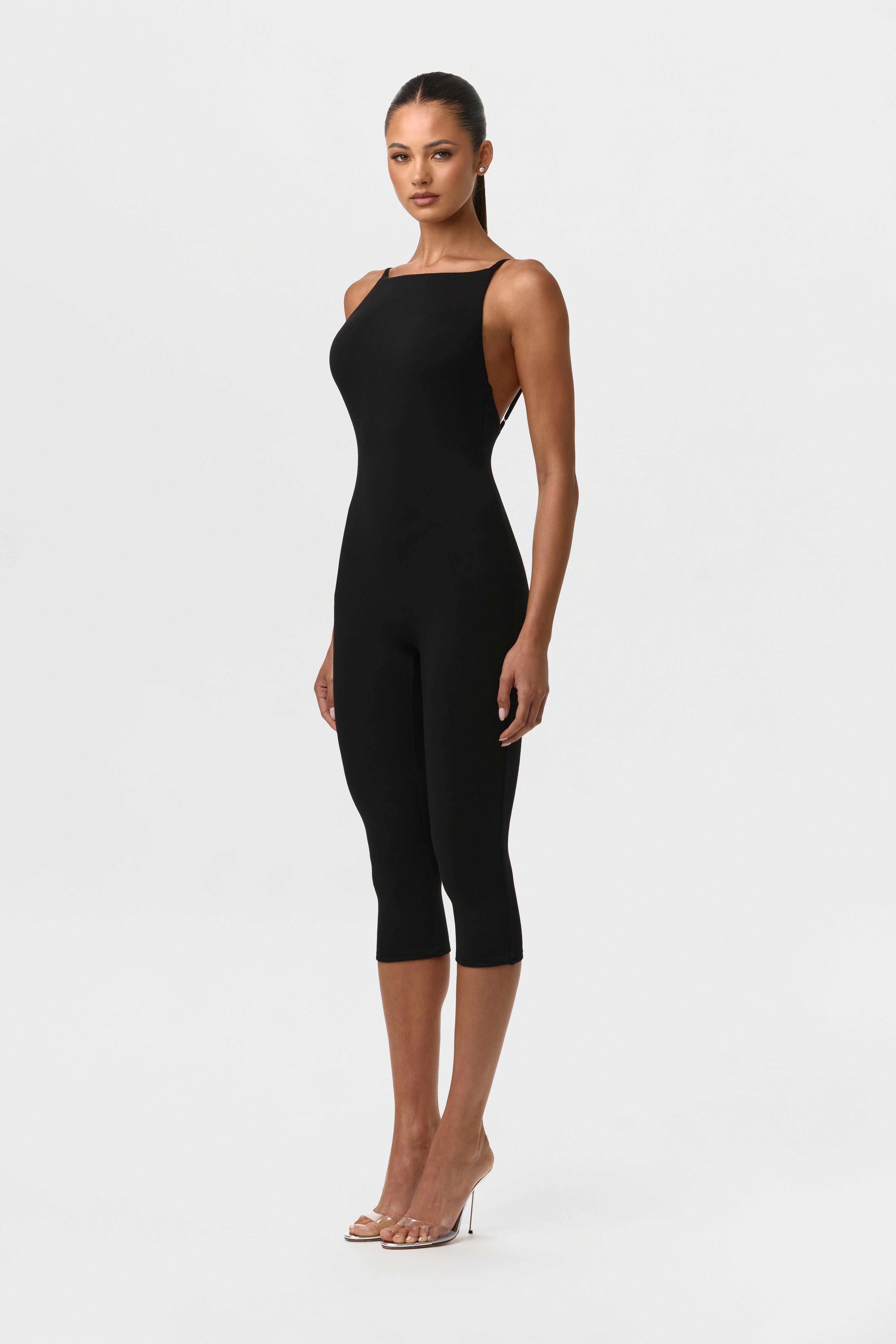 Smooth Open Back Capri Jumpsuit
