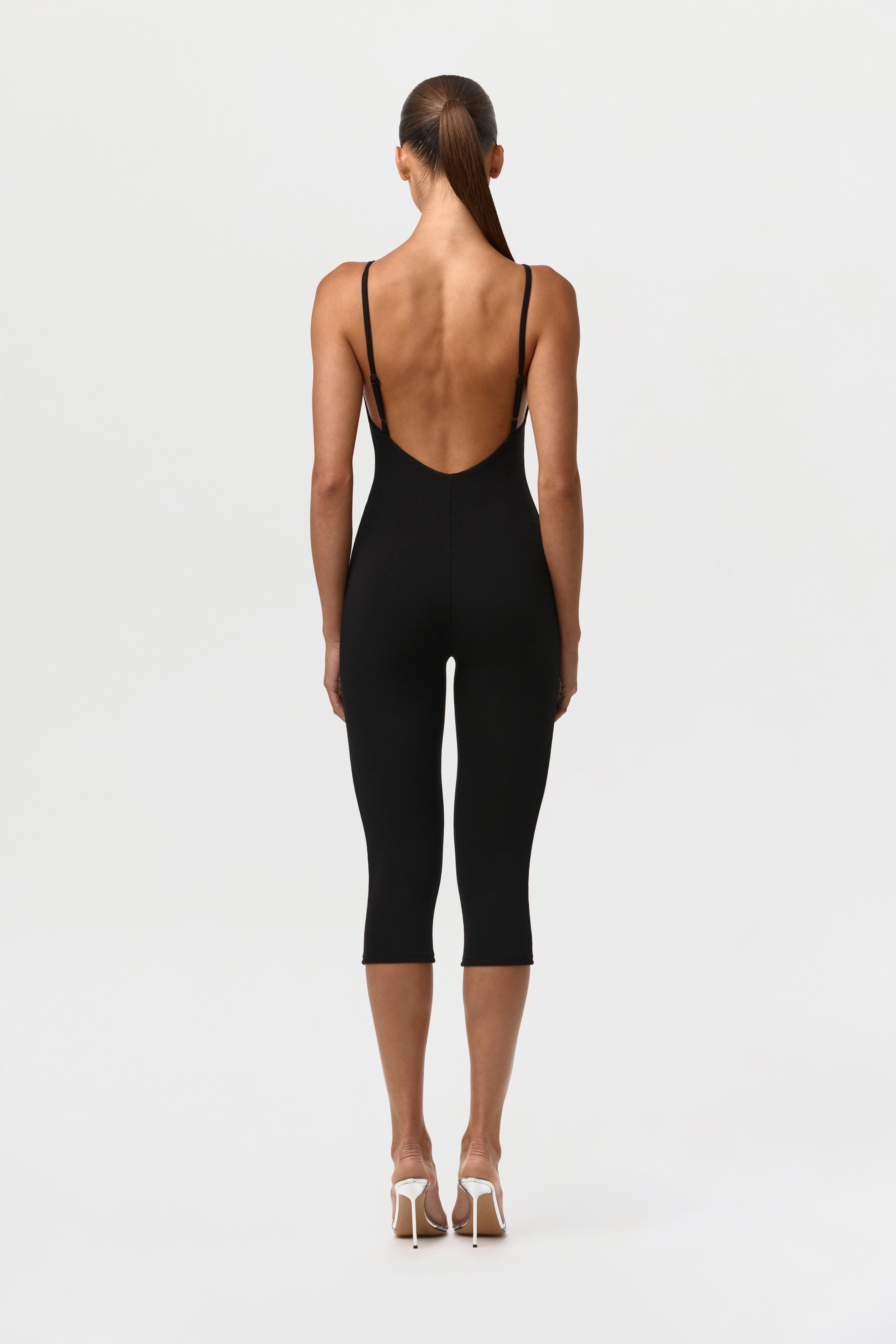 Smooth Open Back Capri Jumpsuit