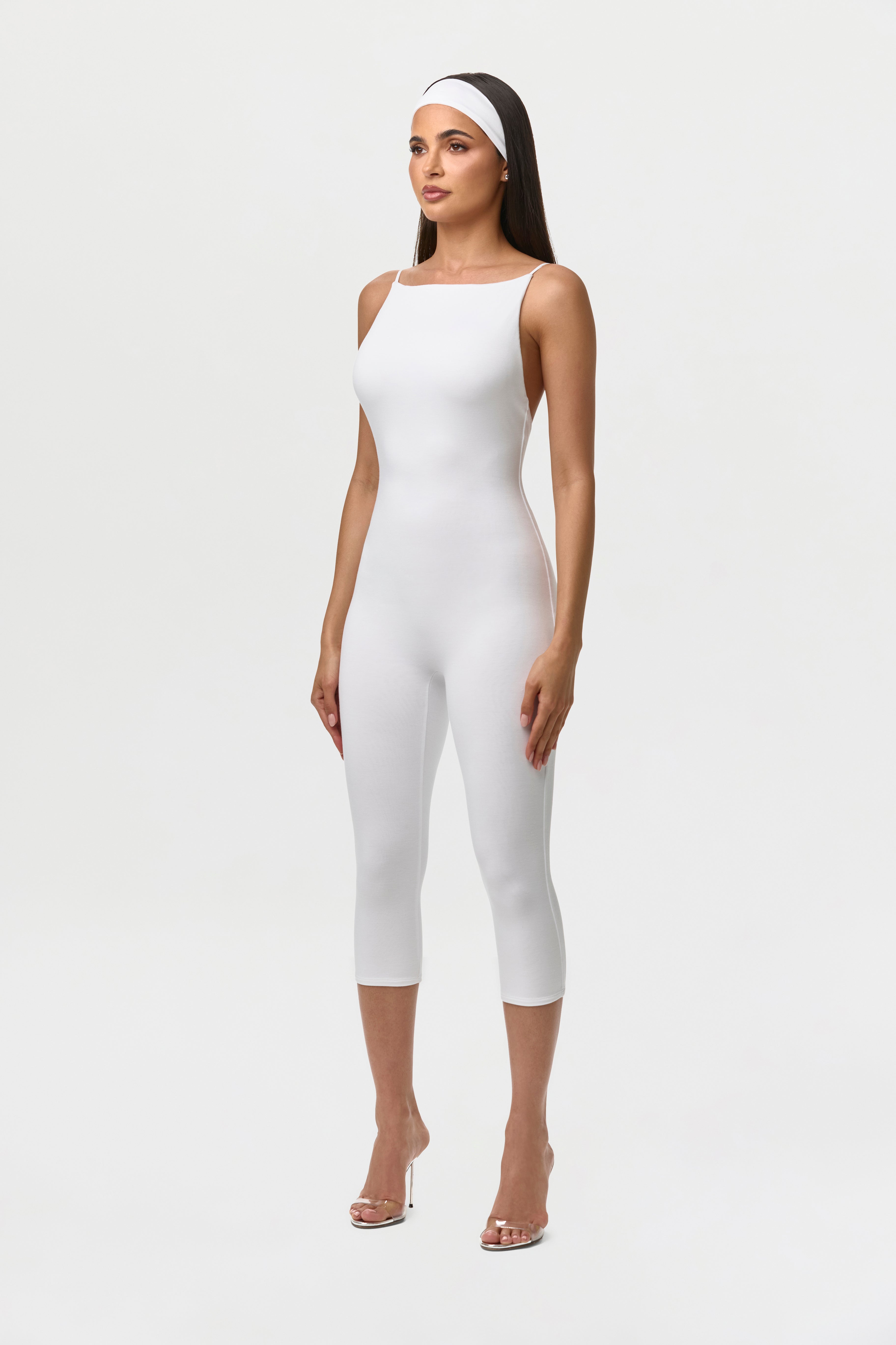 Smooth Open Back Capri Jumpsuit