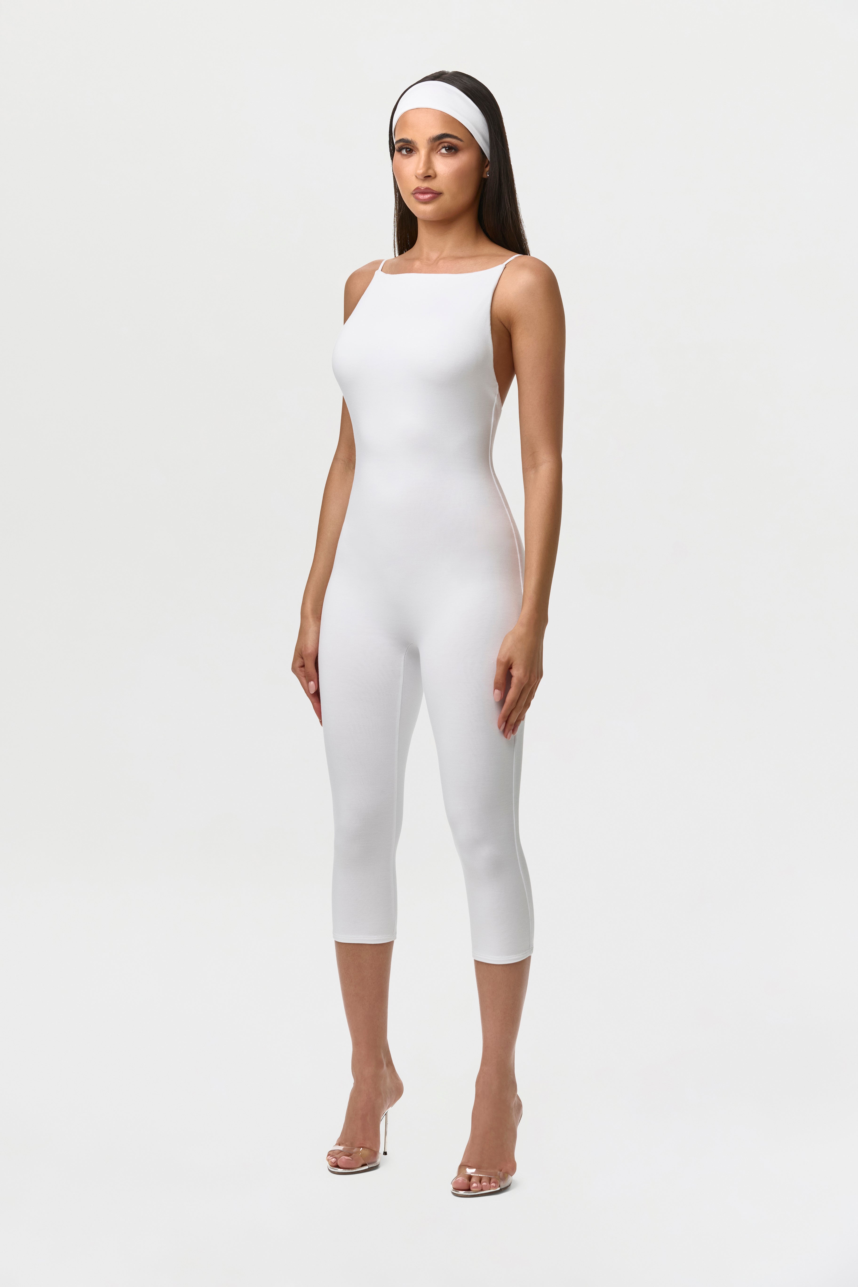 Smooth Open Back Capri Jumpsuit