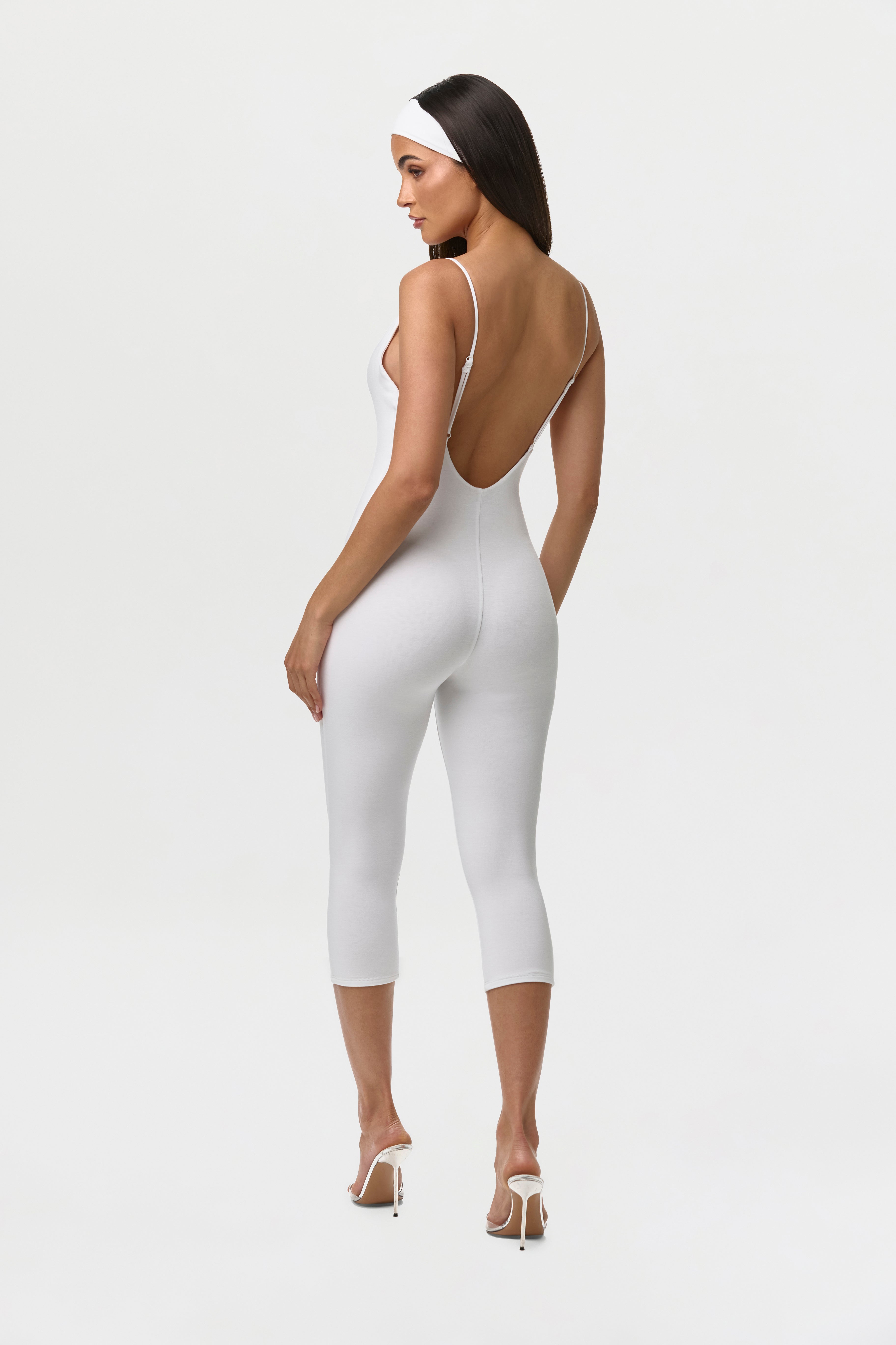 Smooth Open Back Capri Jumpsuit