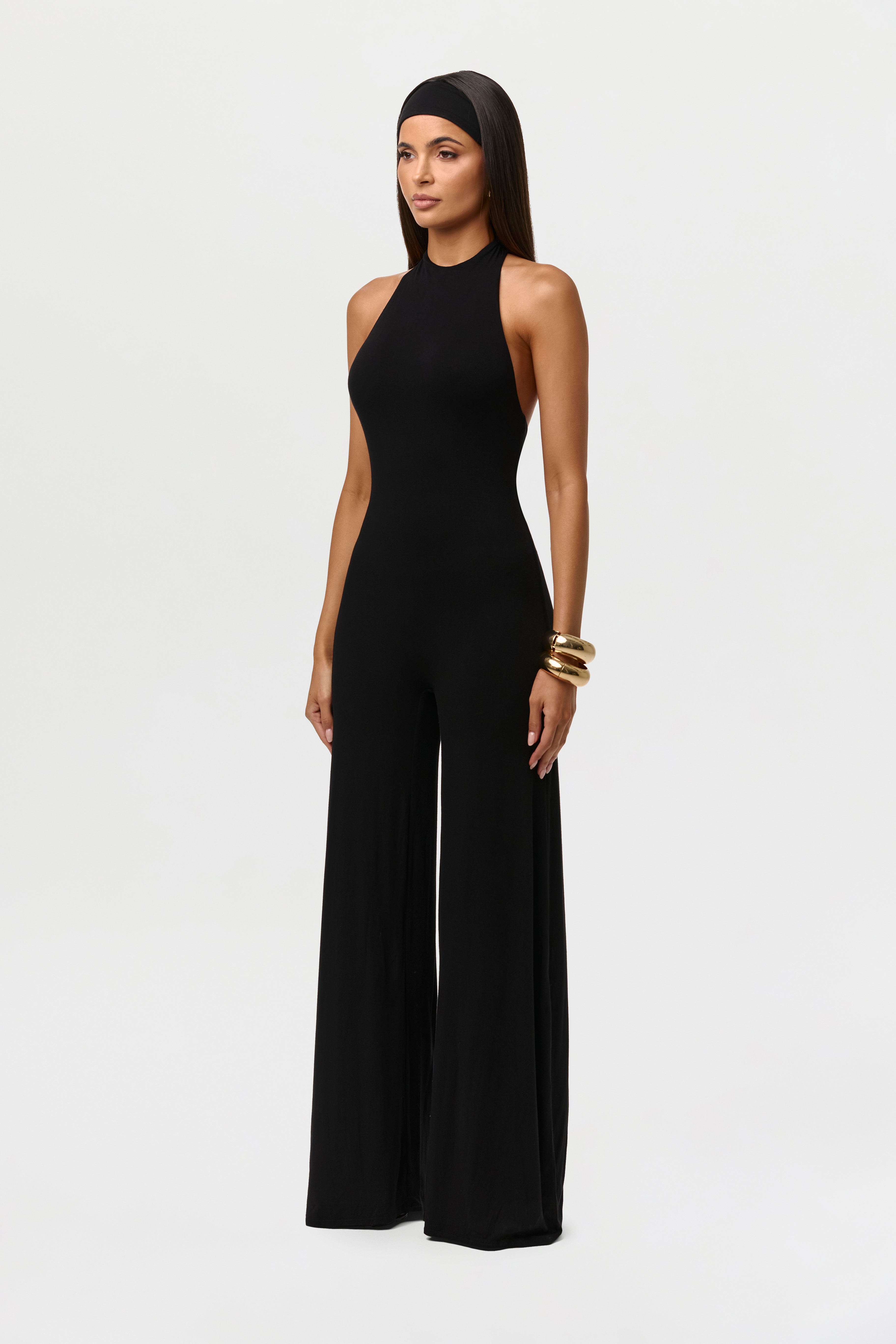 Smooth Halter Wide Leg Jumpsuit