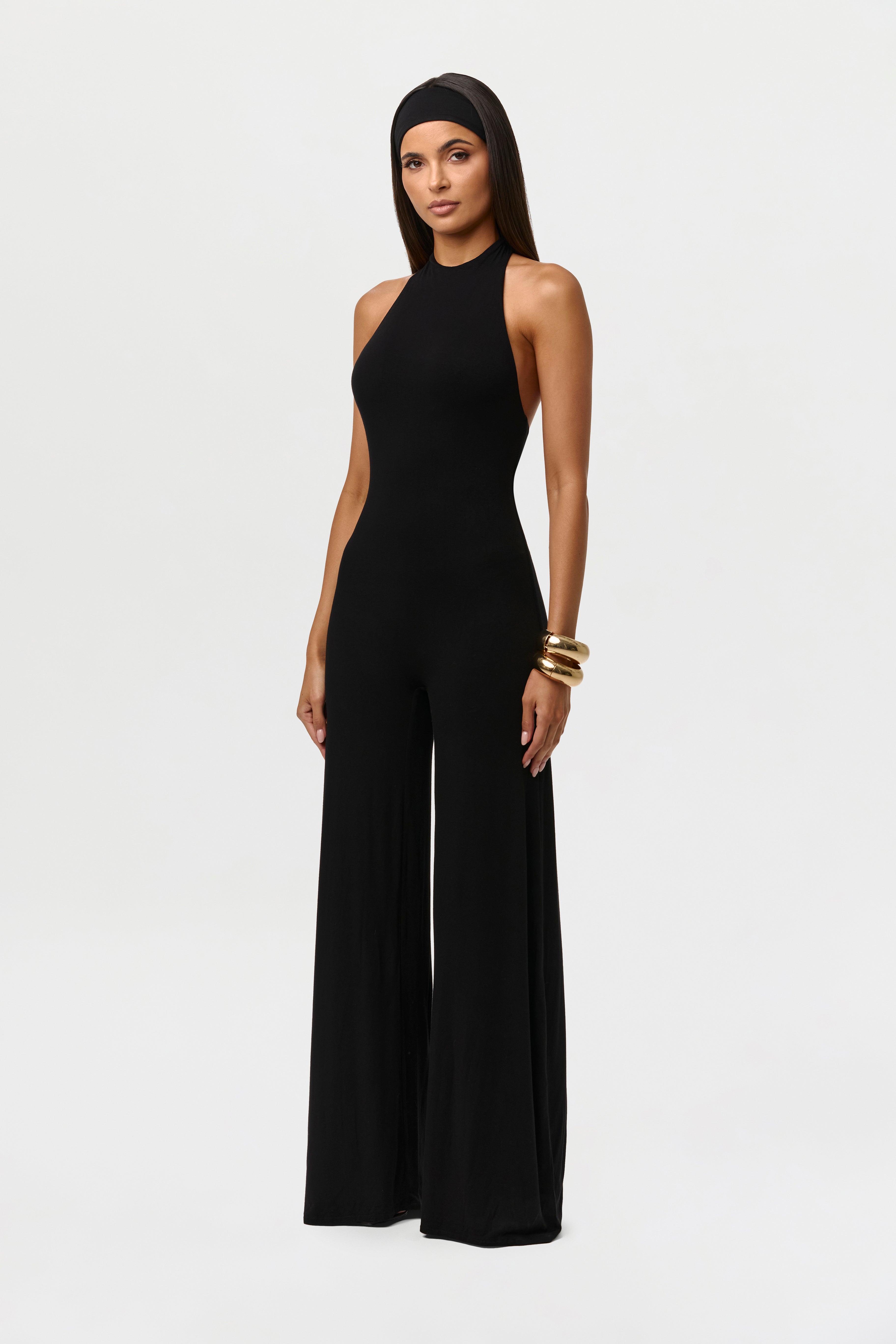 Smooth Halter Wide Leg Jumpsuit
