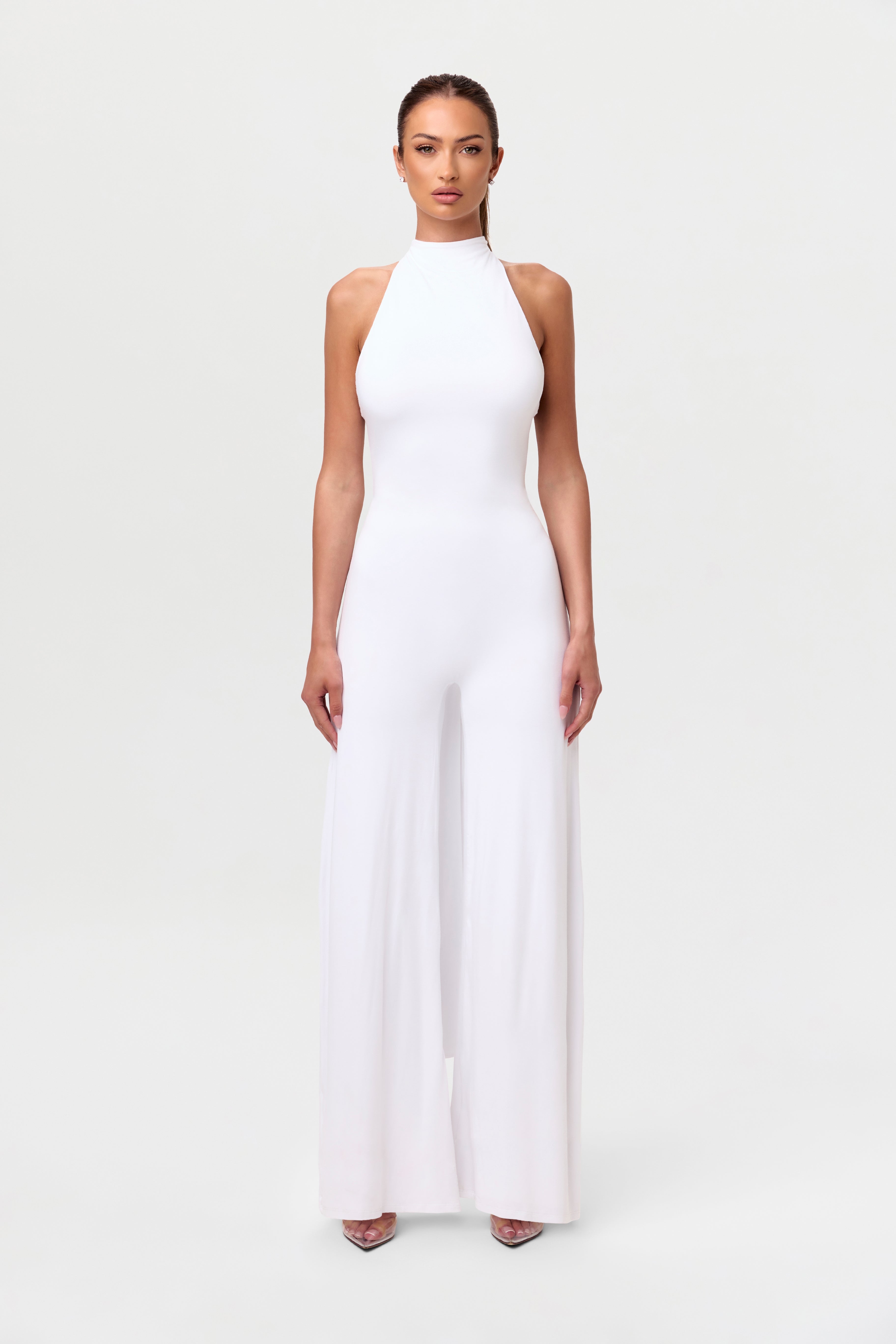 Smooth Halter Wide Leg Jumpsuit