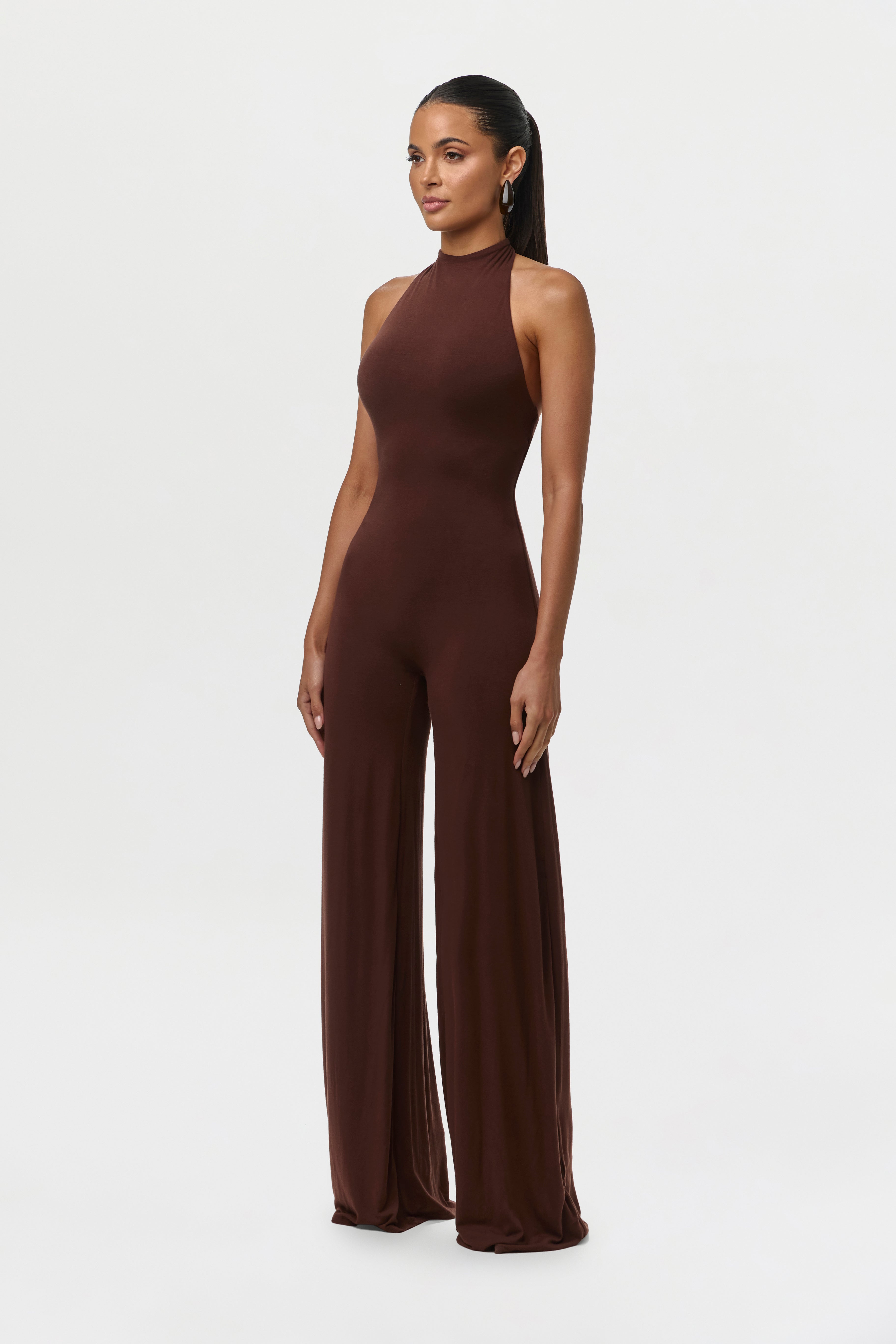 Smooth Halter Wide Leg Jumpsuit