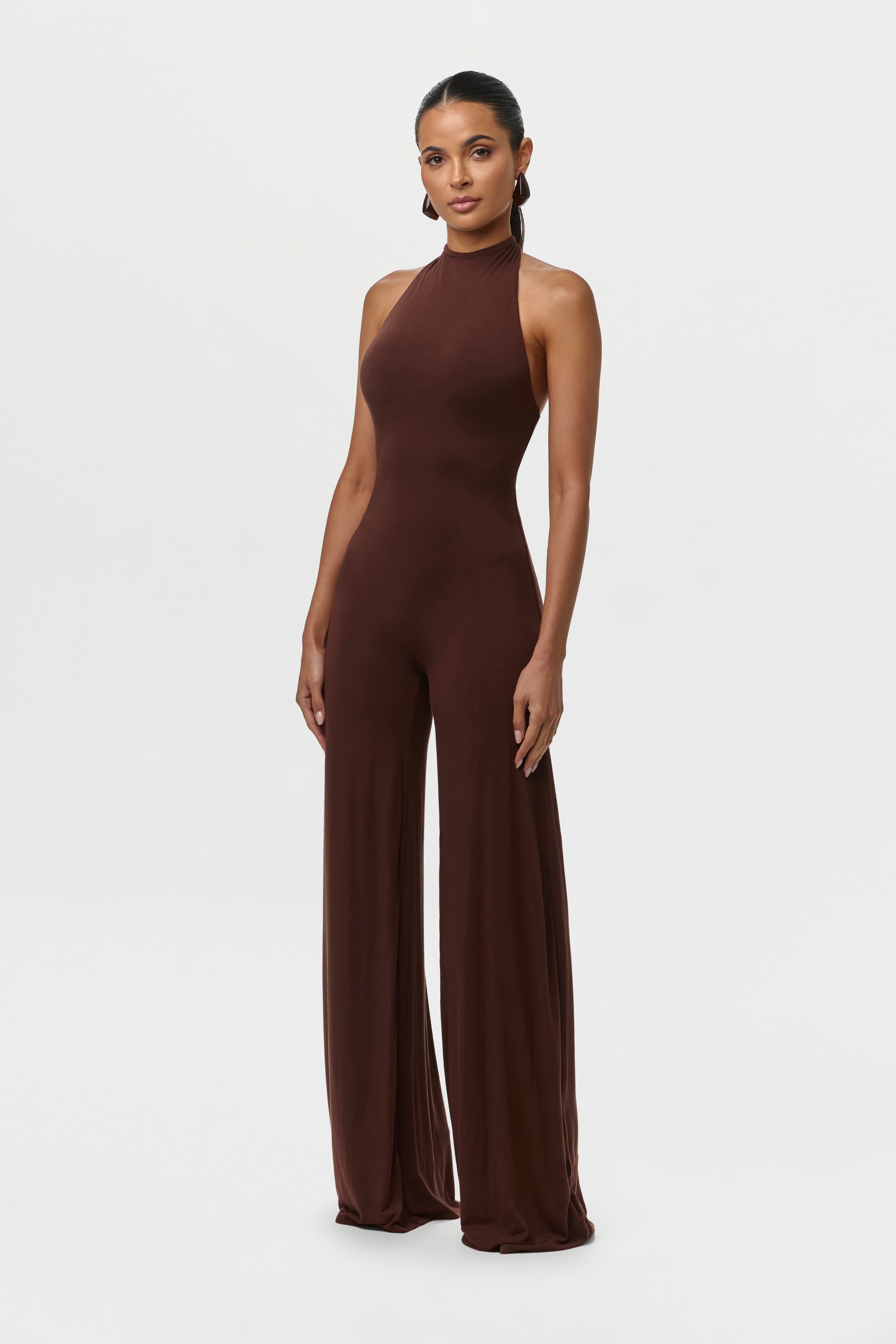Smooth Halter Wide Leg Jumpsuit