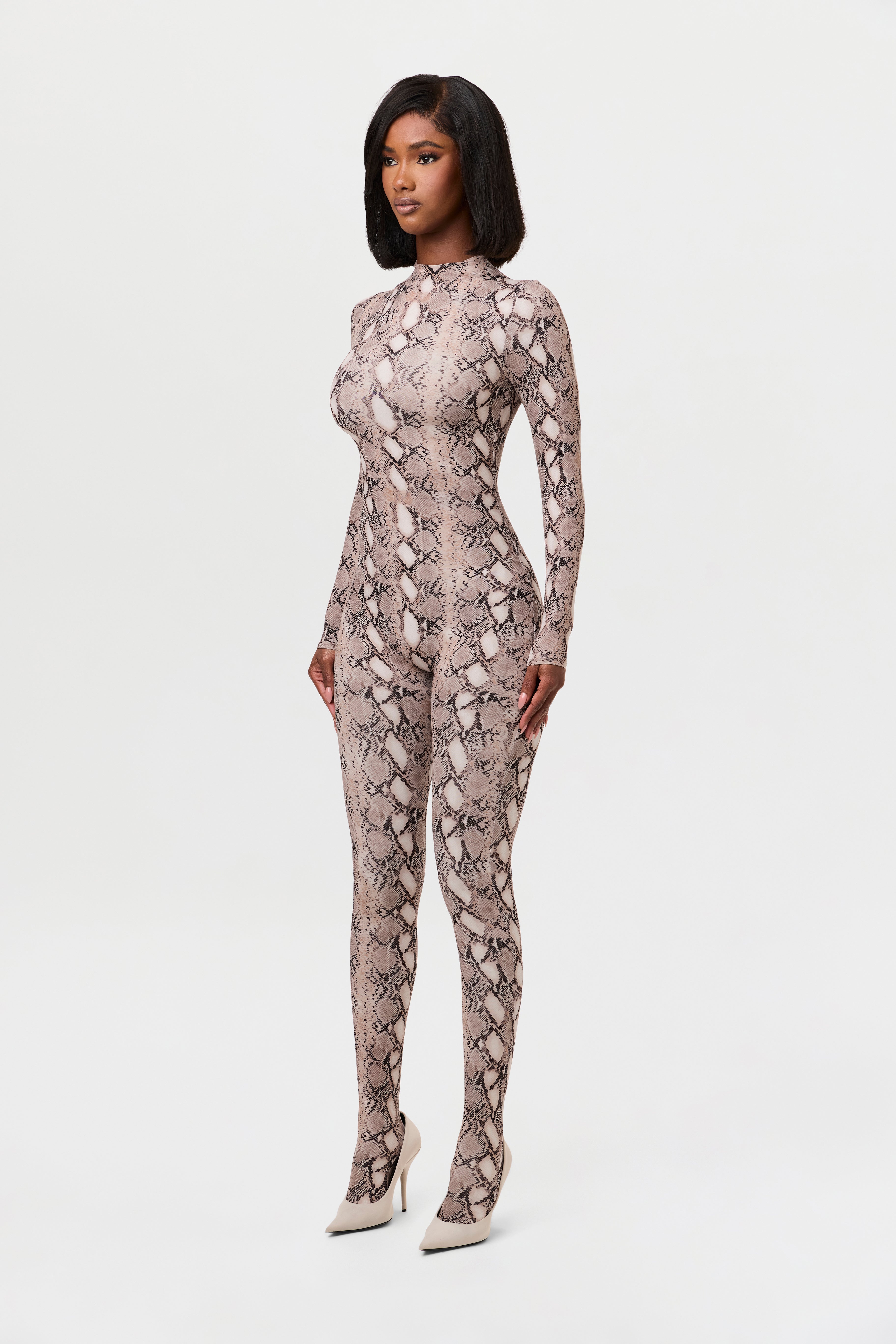 Naked Print Closed Toe Jumpsuit