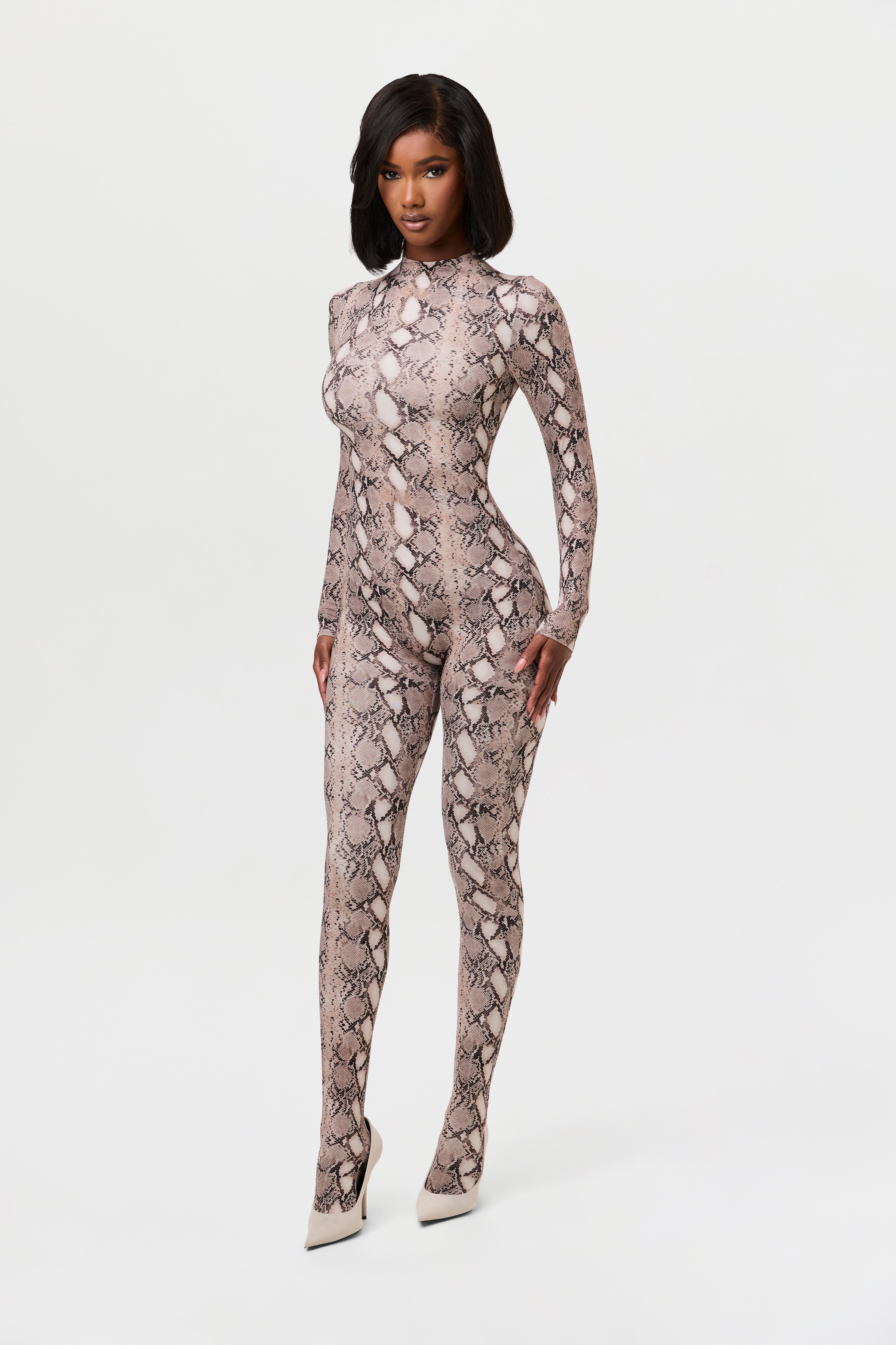 Naked Print Closed Toe Jumpsuit