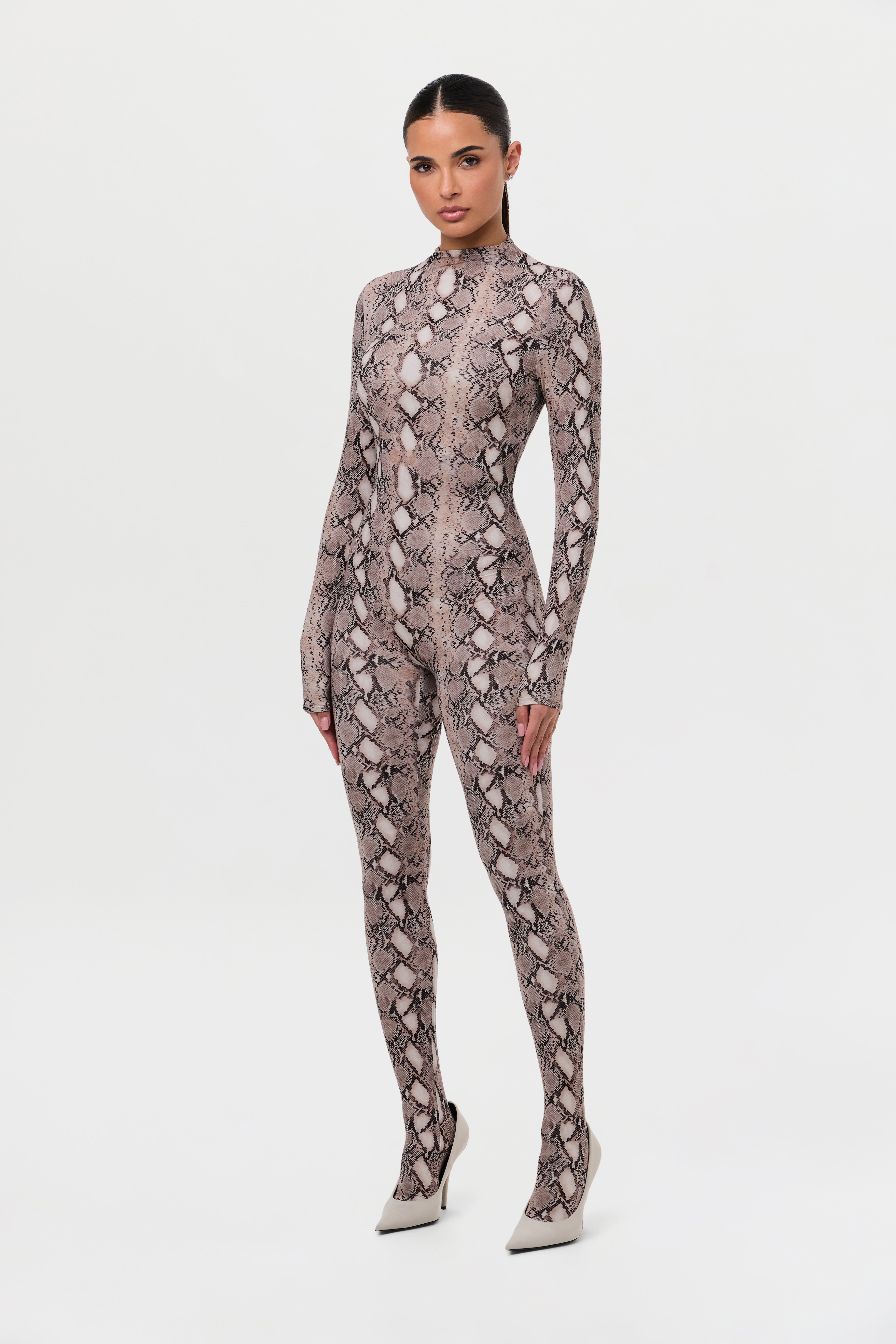 Naked Print Closed Toe Jumpsuit