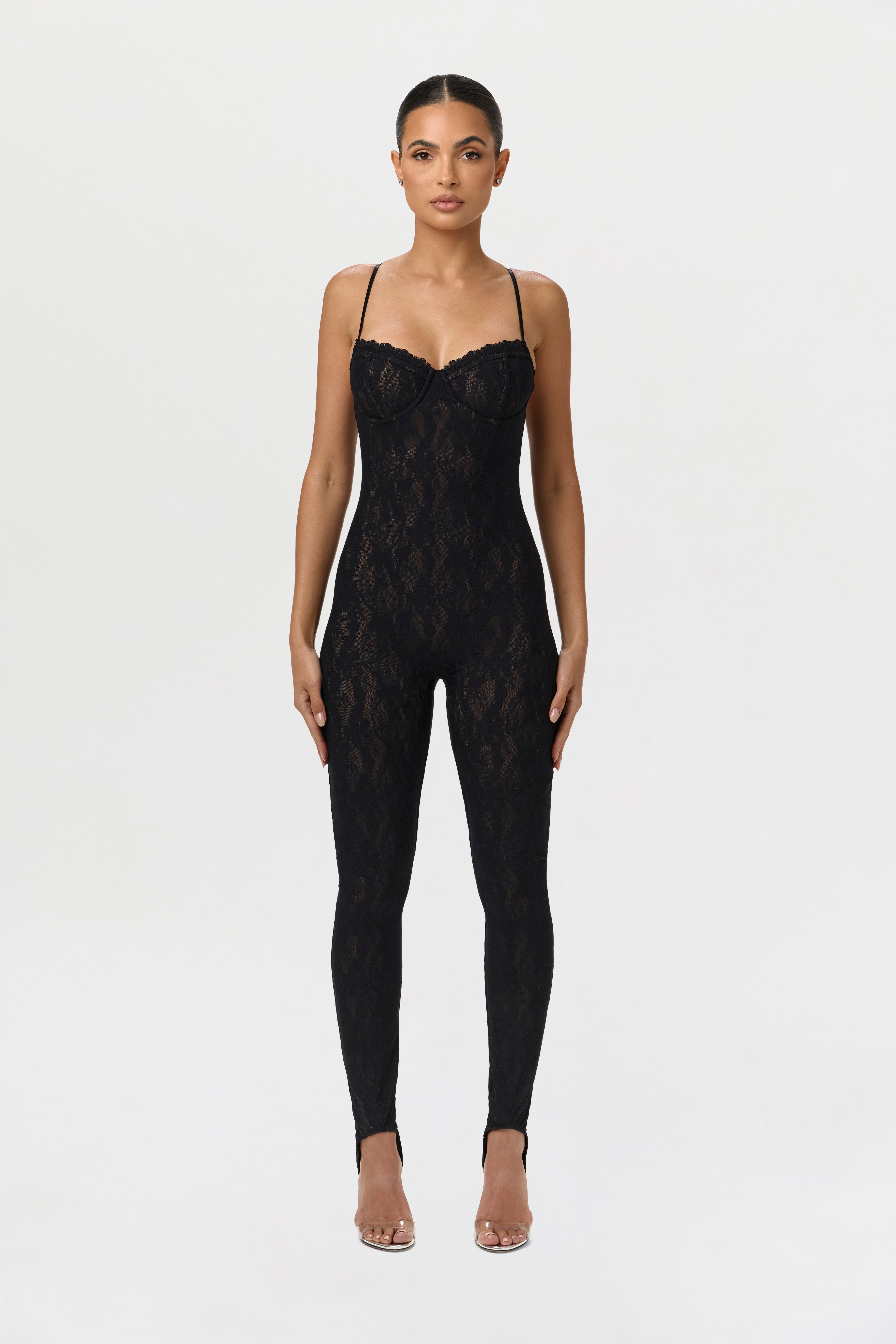 Stretch Lace Stirrup Jumpsuit