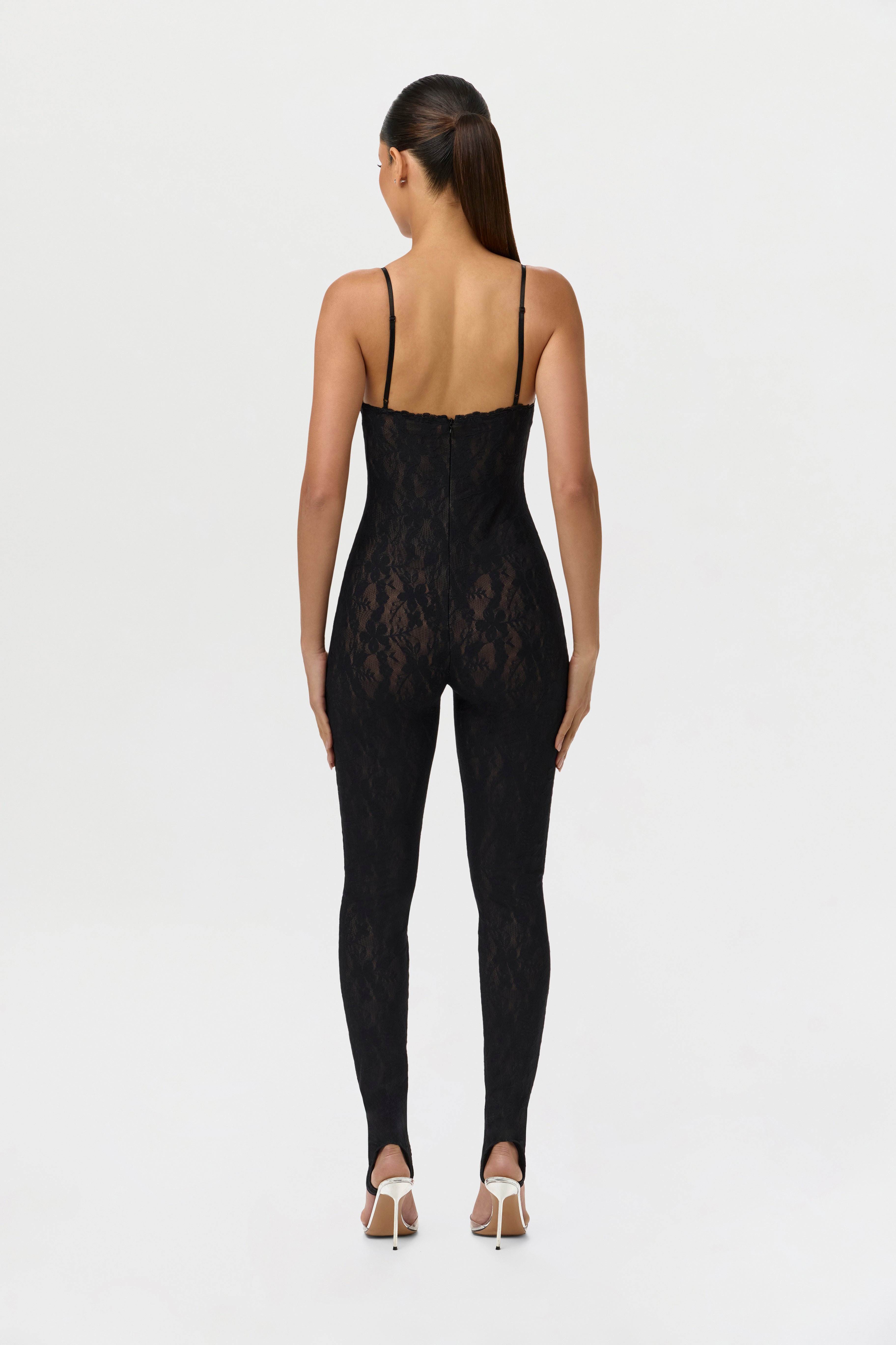 Stretch Lace Stirrup Jumpsuit