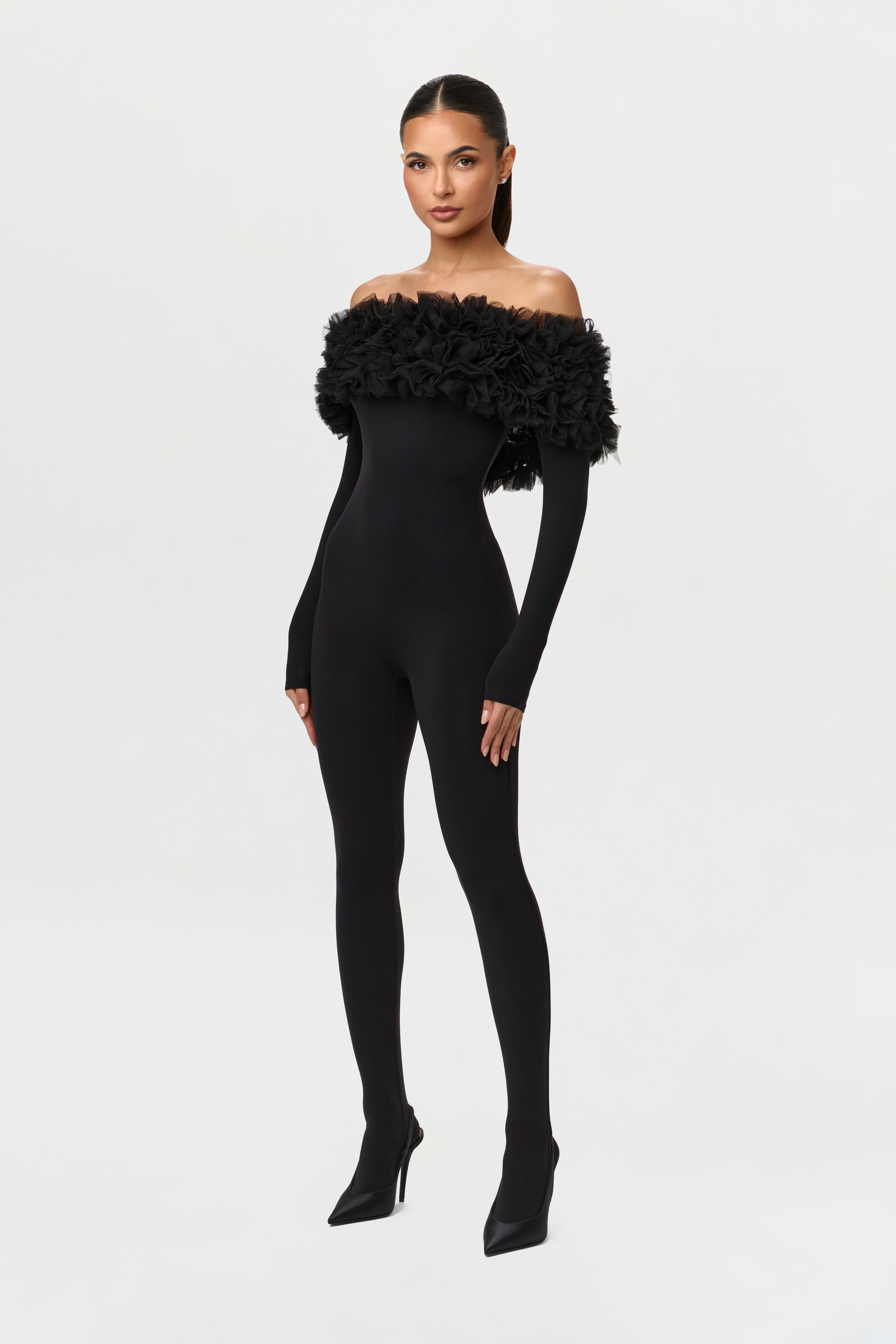 Naked Off-Shoulder Roses Jumpsuit