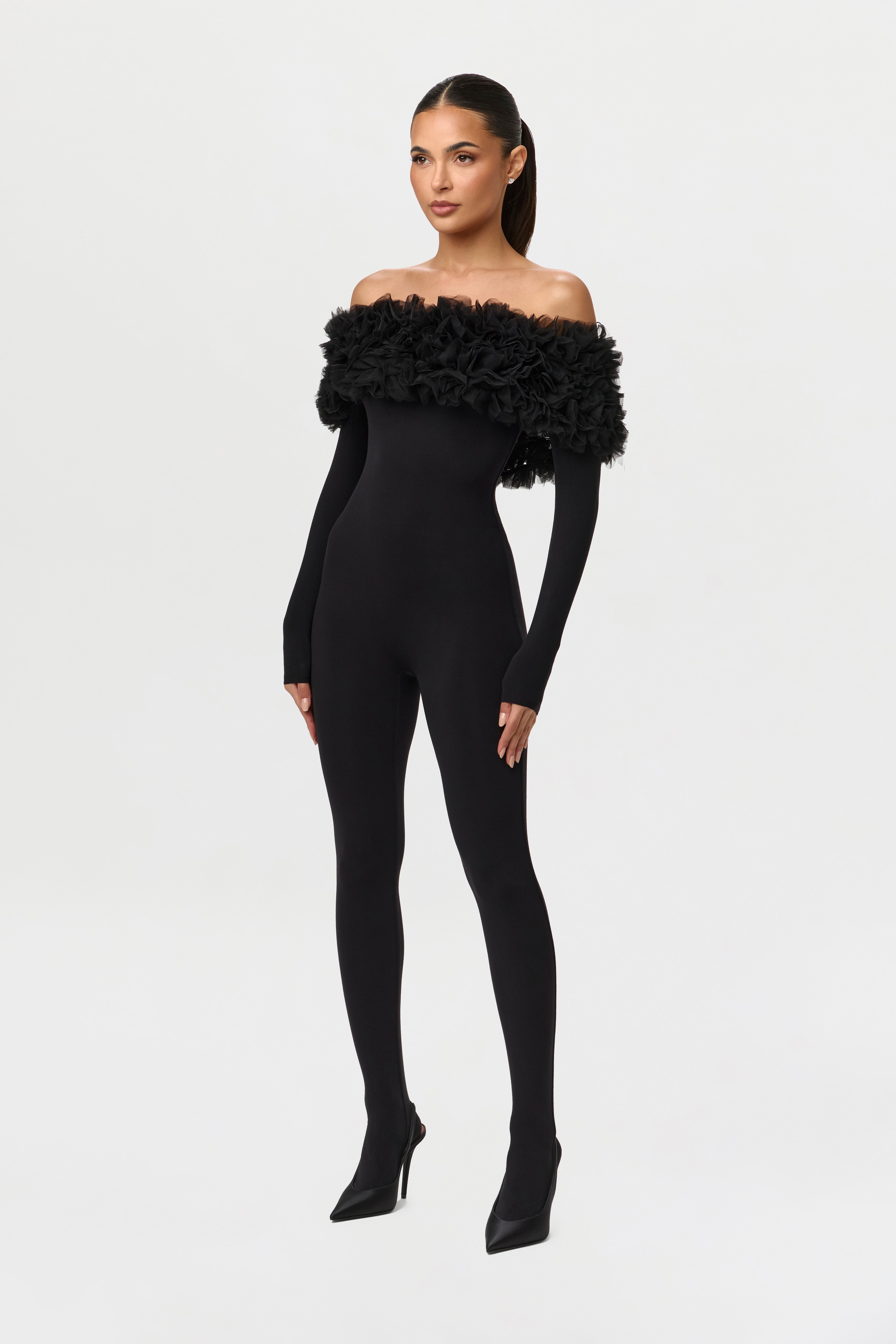 Naked Off-Shoulder Roses Jumpsuit