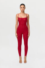 Stretch Lace Tank Stirrup Jumpsuit