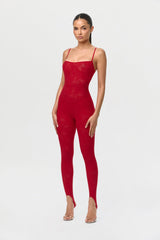 Stretch Lace Tank Stirrup Jumpsuit