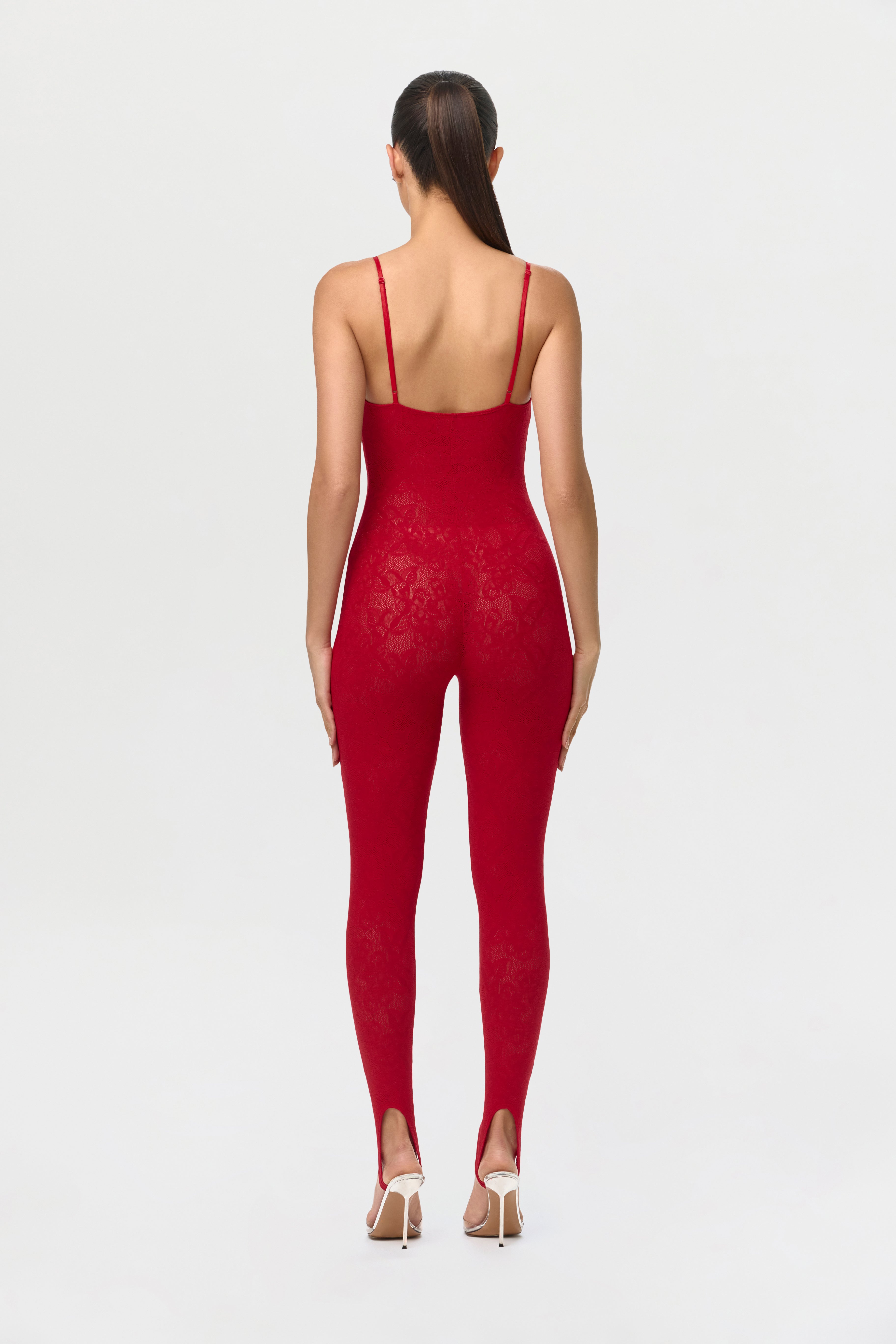 Stretch Lace Tank Stirrup Jumpsuit