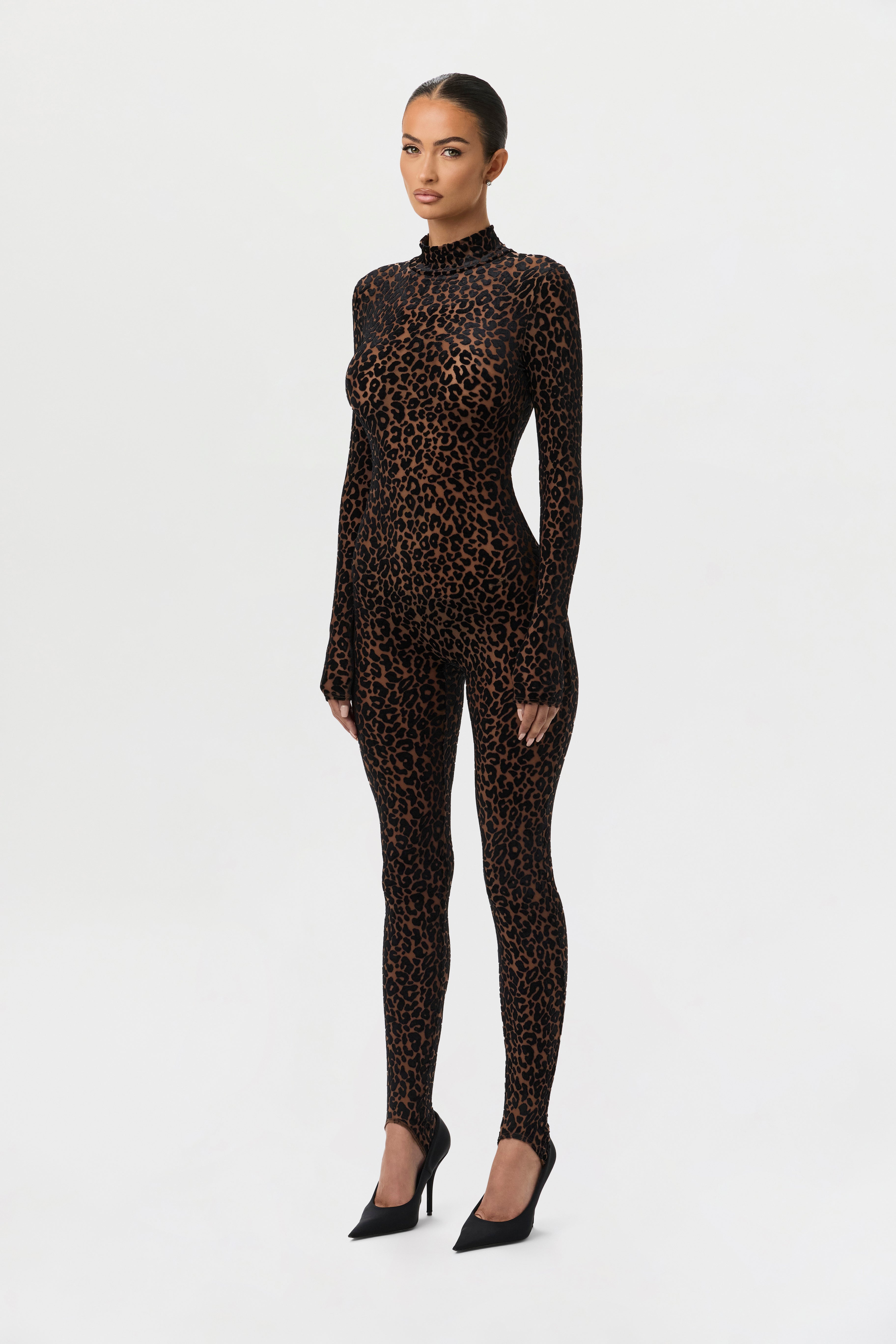 Burnout Leopard Stirrup Jumpsuit