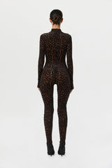 Burnout Leopard Stirrup Jumpsuit