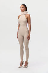 Naked Stirrup Jumpsuit with Fur Collar
