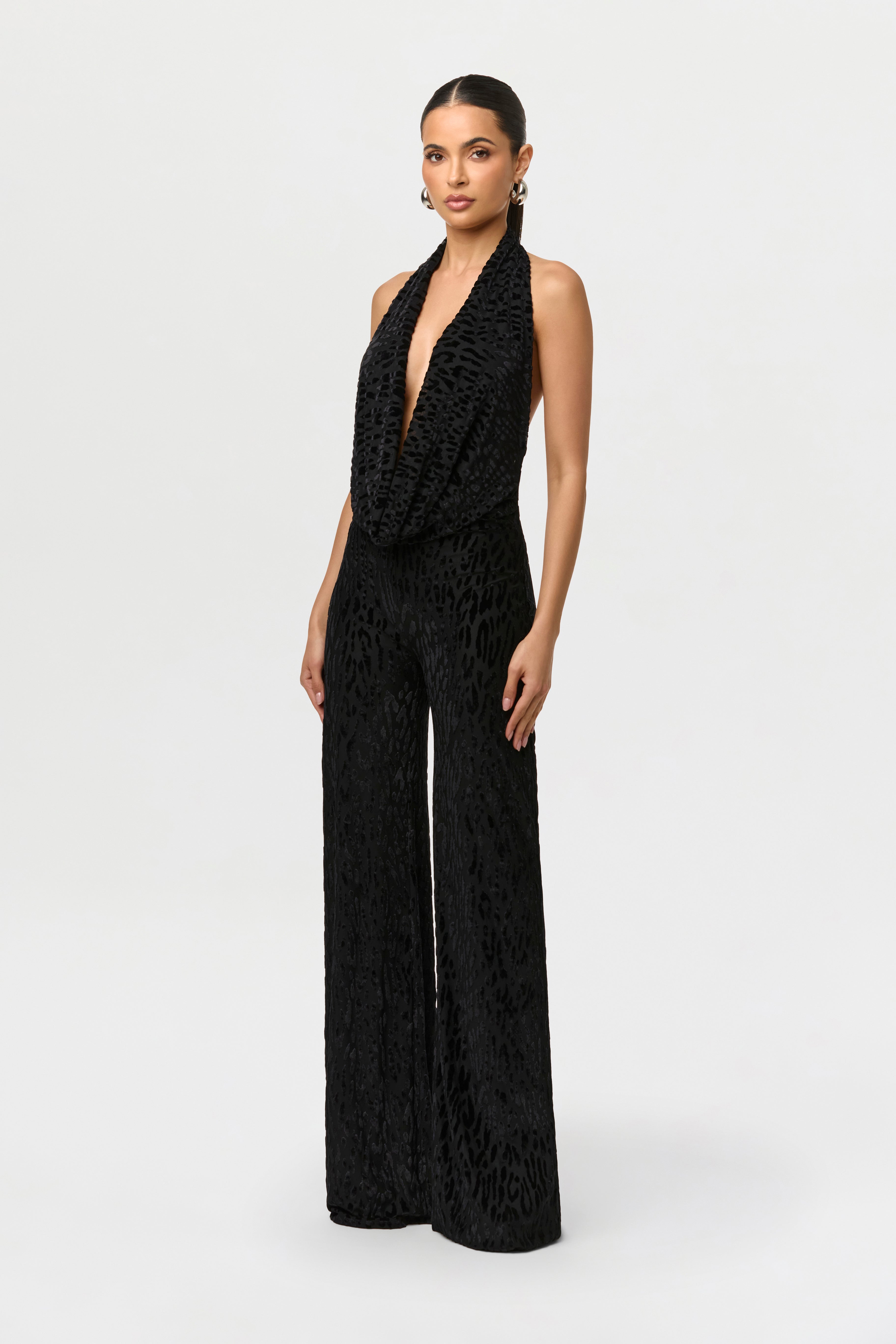 Burnout Halter Open Back Jumpsuit