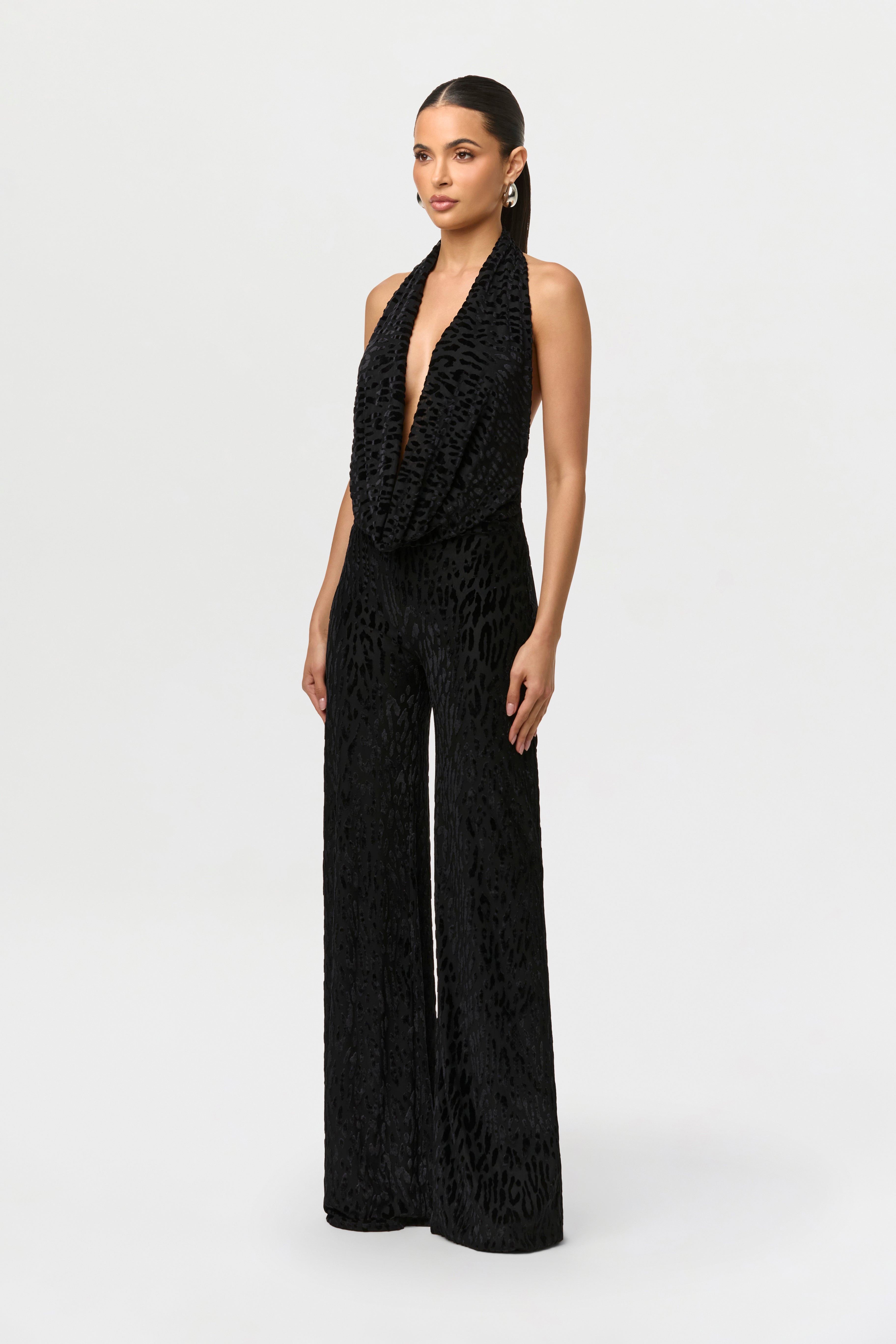 Burnout Halter Open Back Jumpsuit