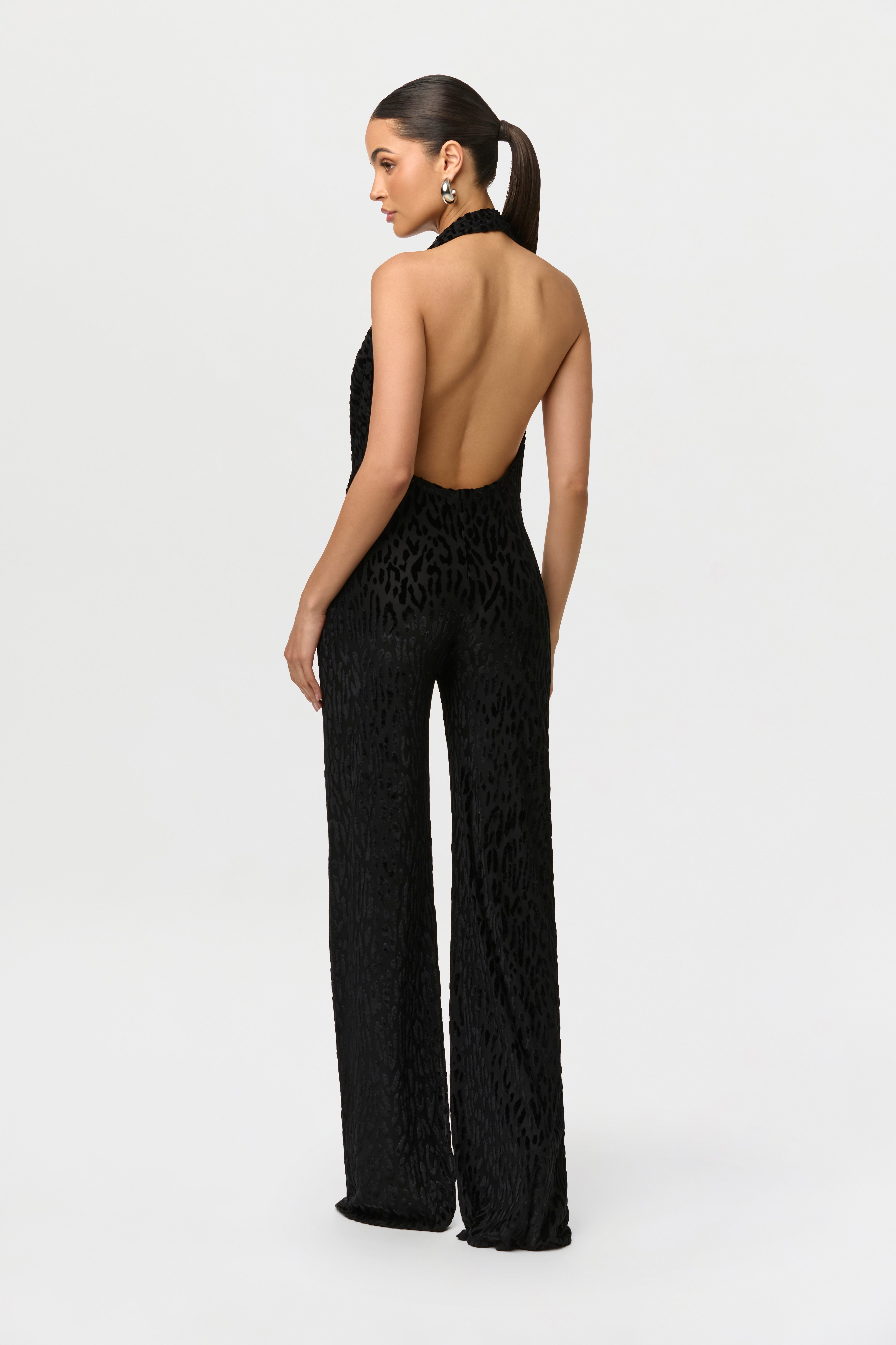 Burnout Halter Open Back Jumpsuit