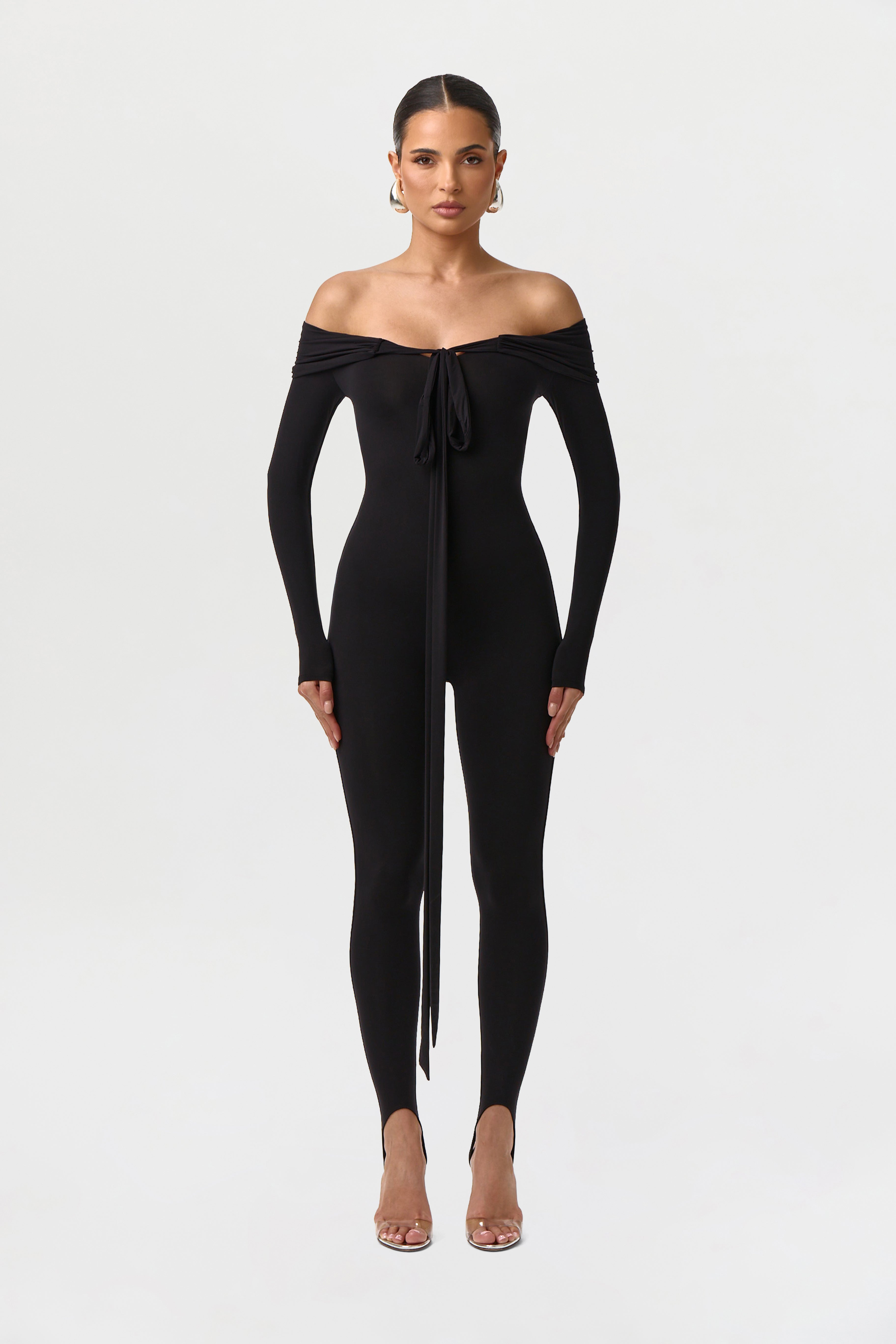 Naked Off-Shoulder Tie Jumpsuit