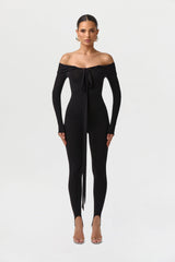 Naked Off-Shoulder Tie Jumpsuit