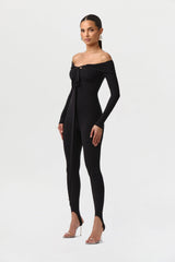 Naked Off-Shoulder Tie Jumpsuit