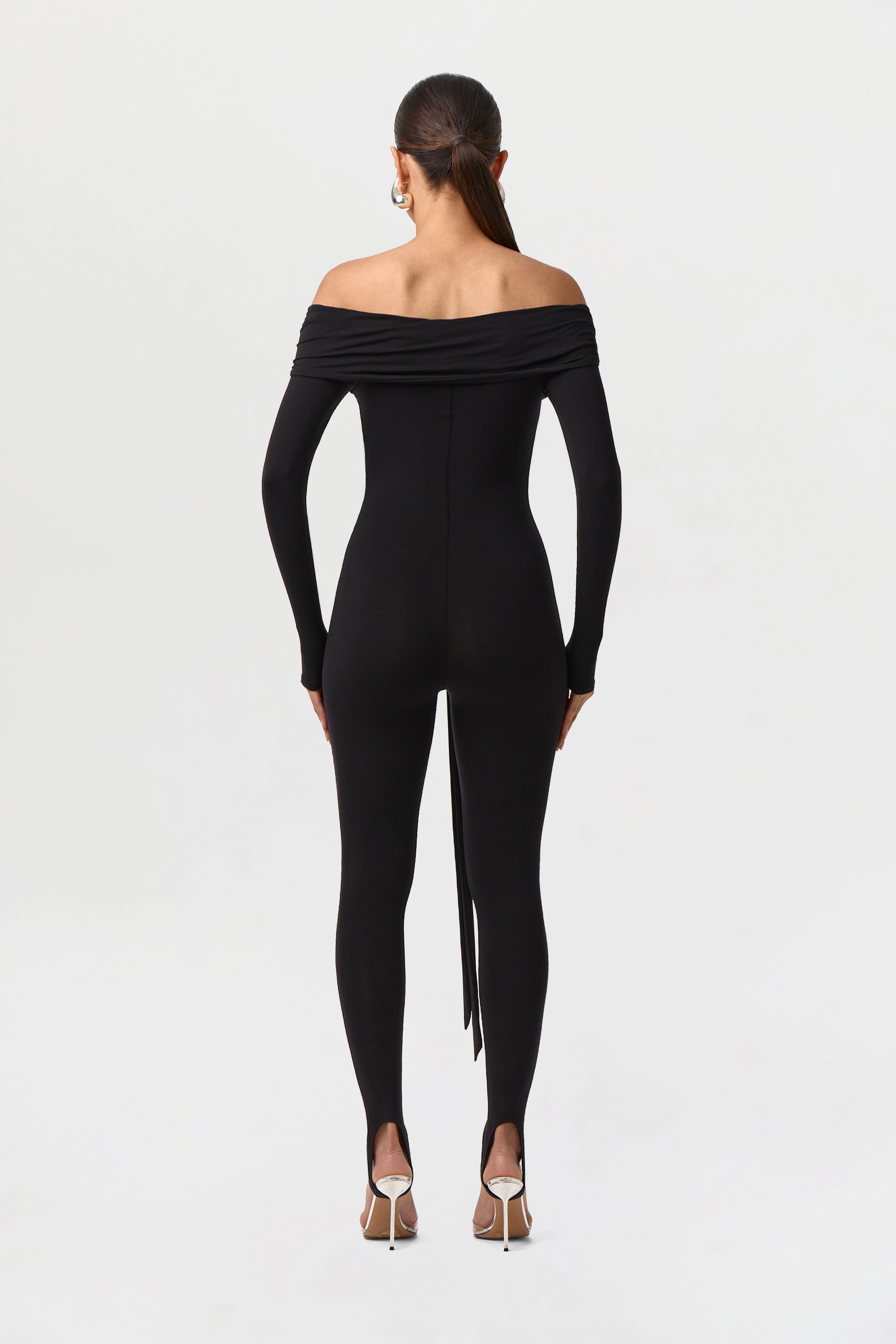 Naked Off-Shoulder Tie Jumpsuit