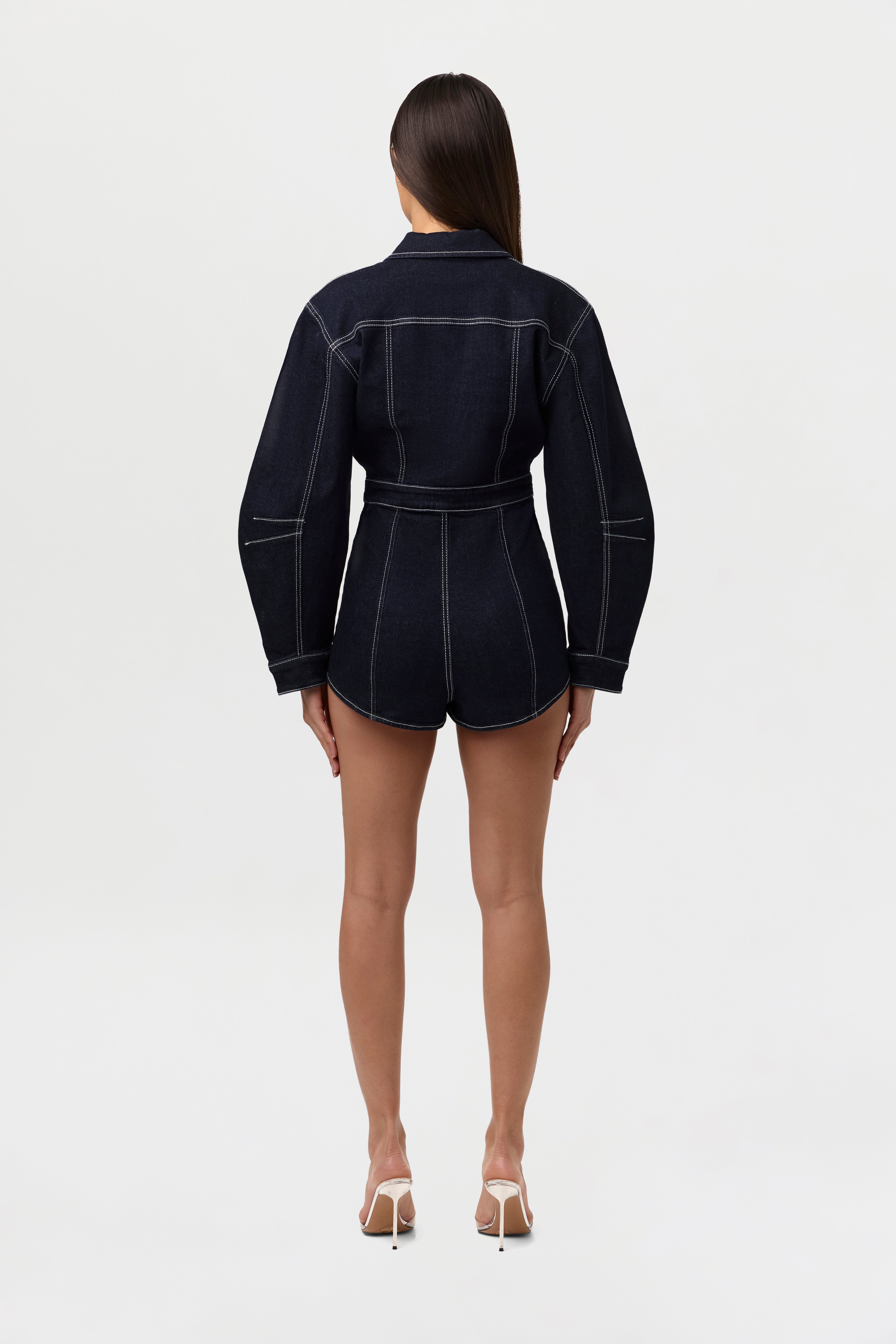 Denim  Zip Up Romper