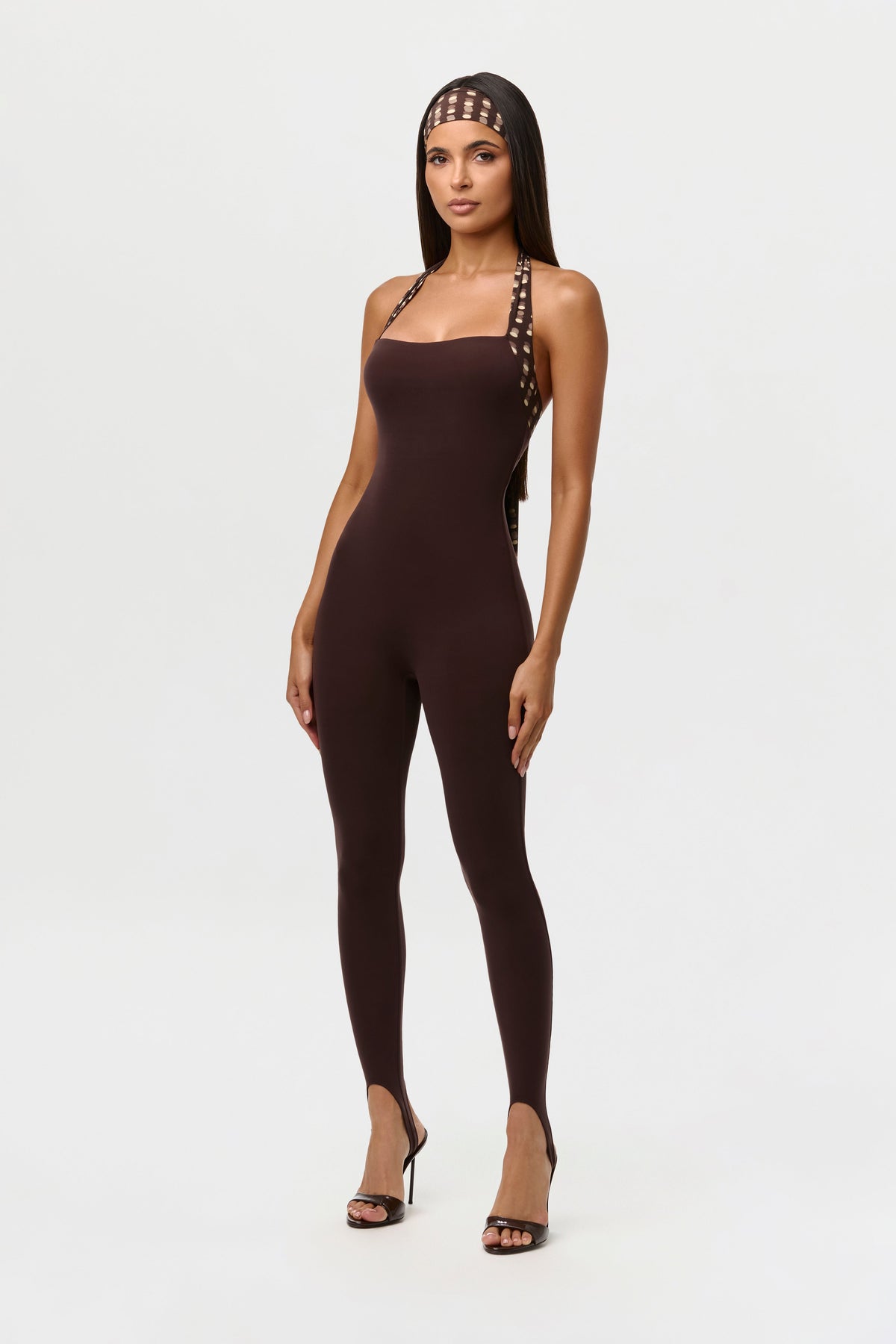 Naked Halter Print Stirrup Jumpsuit