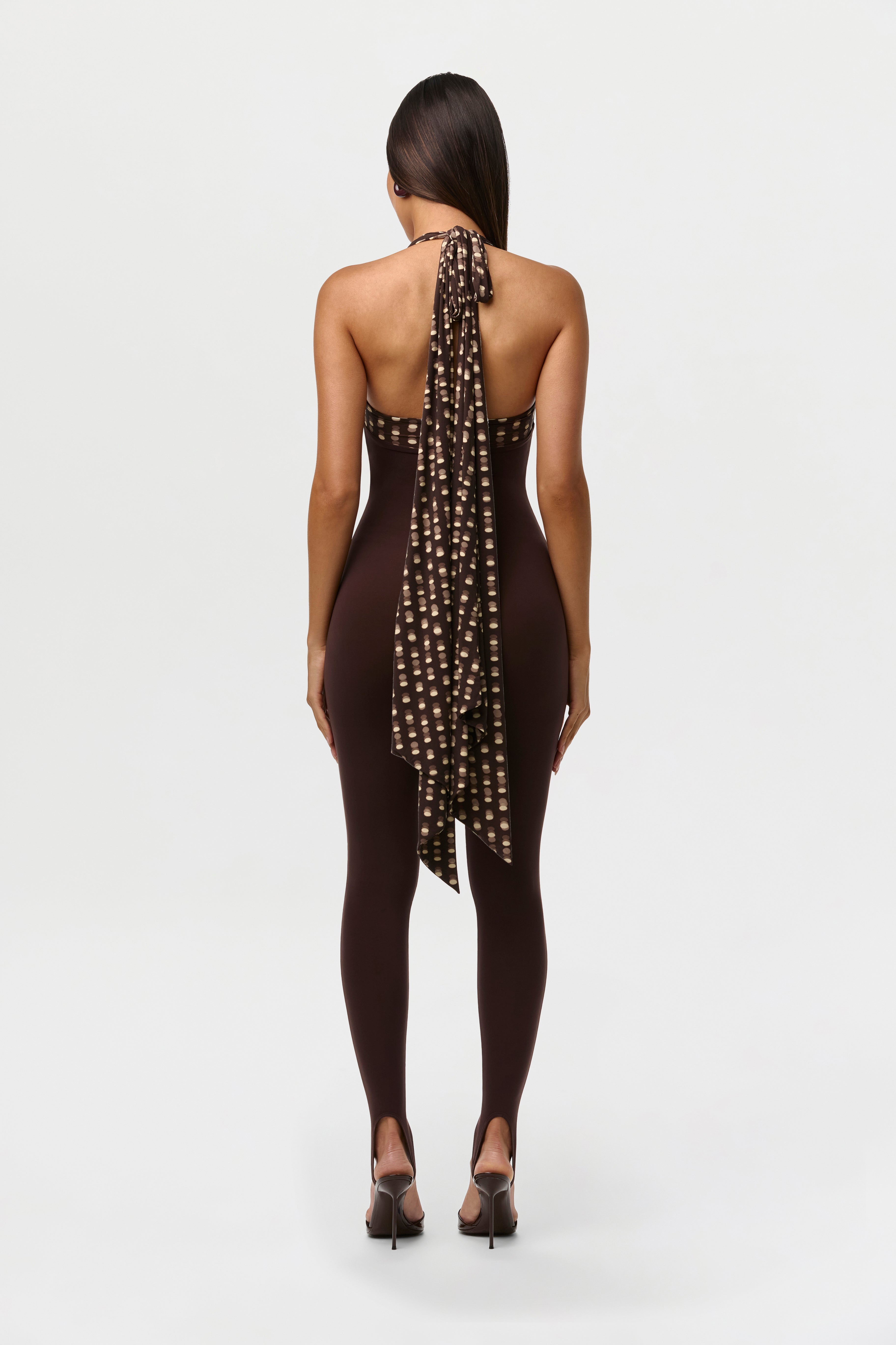 Naked Halter Print Stirrup Jumpsuit