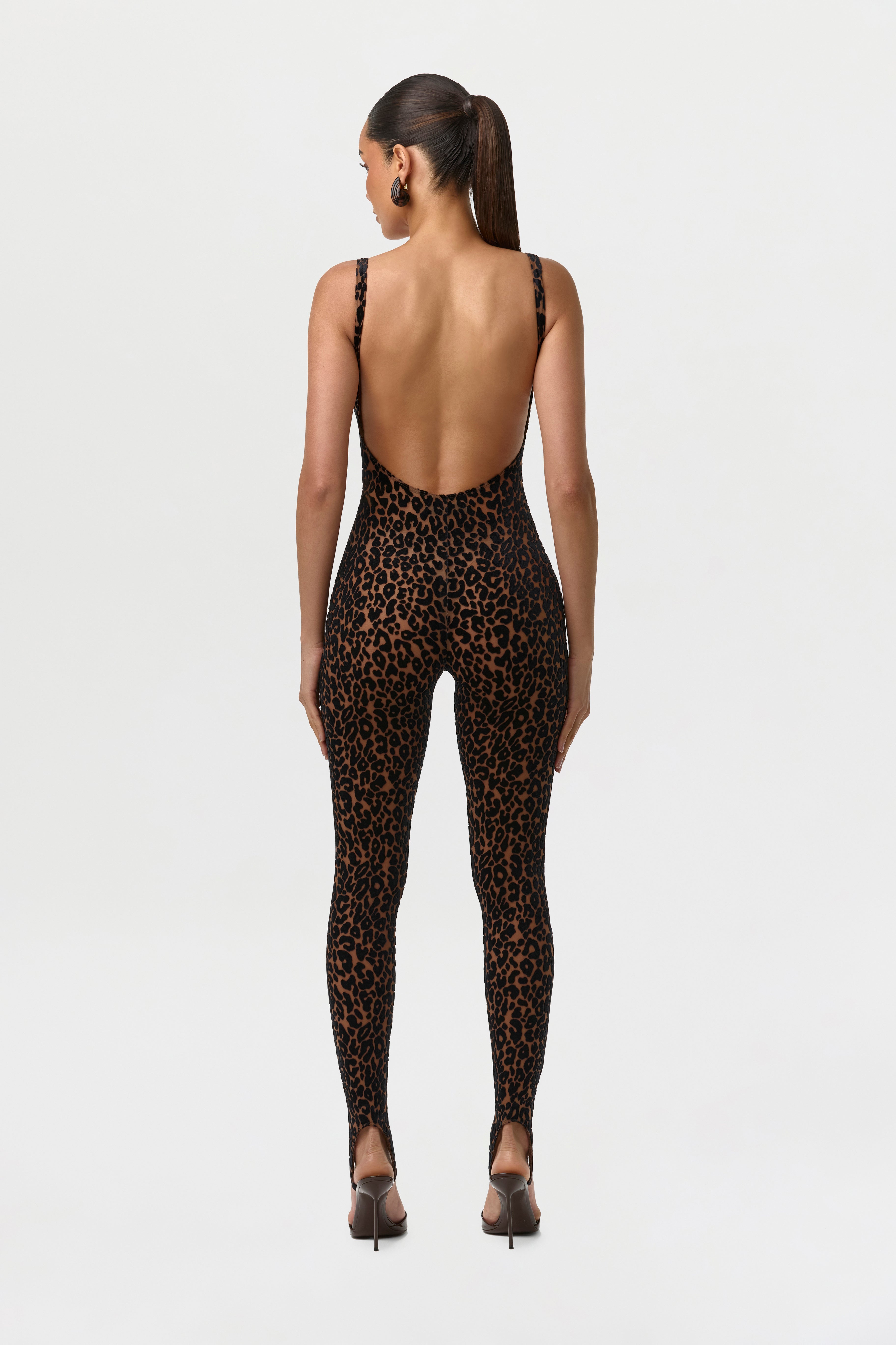 Burnout Print Open Back Jumpsuit