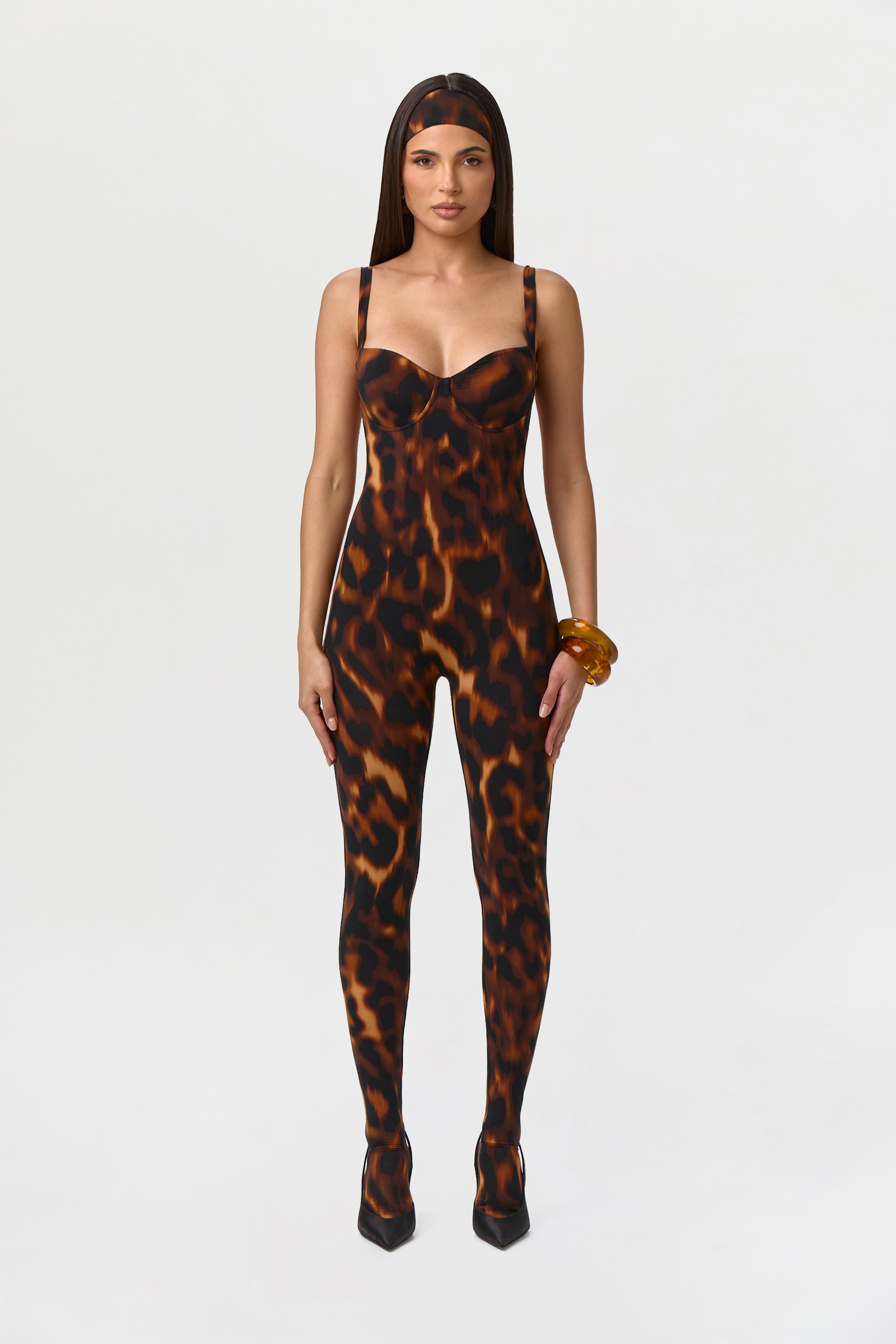 Naked Print Open Back Jumpsuit