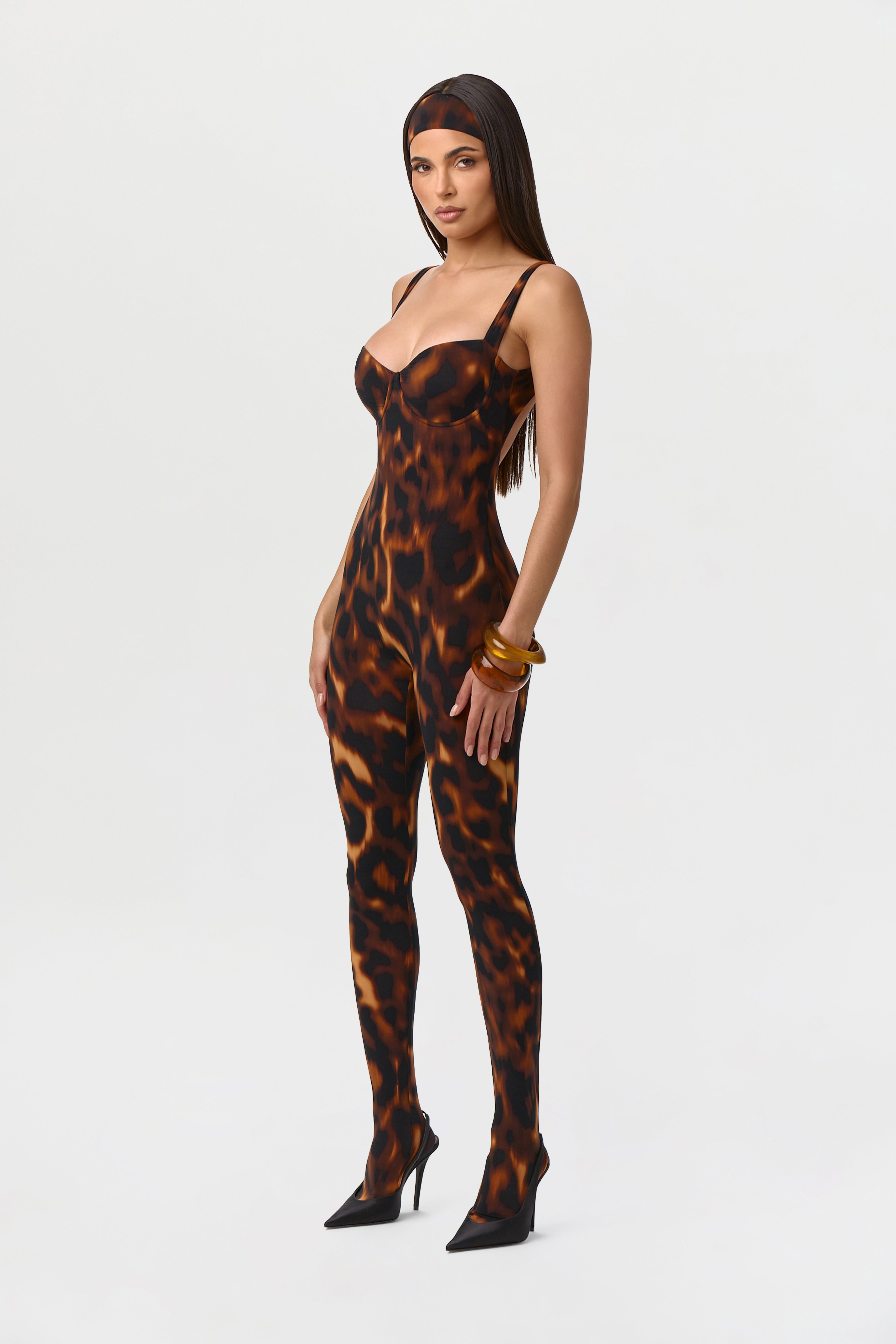 Naked Print Open Back Jumpsuit