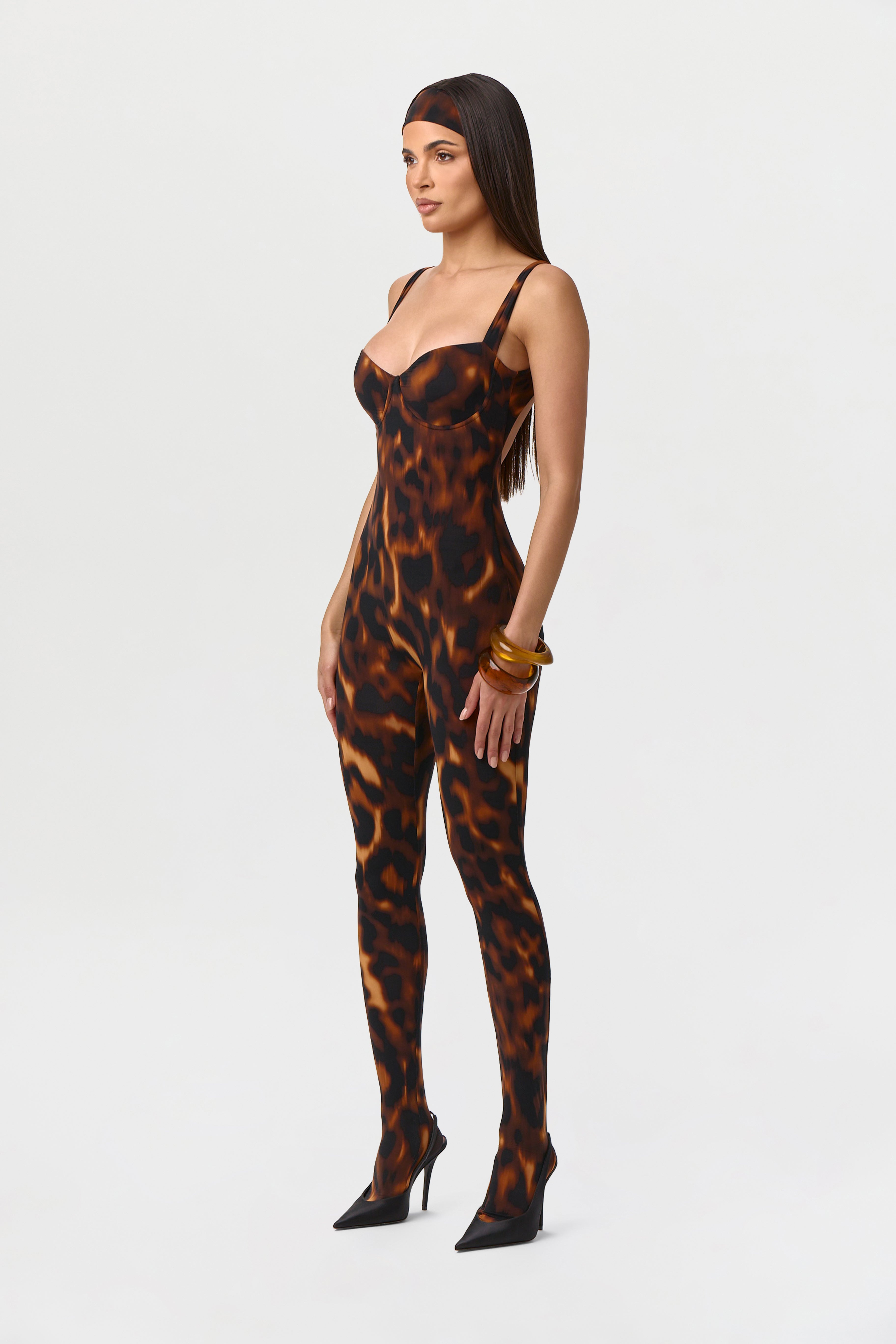 Naked Print Open Back Jumpsuit