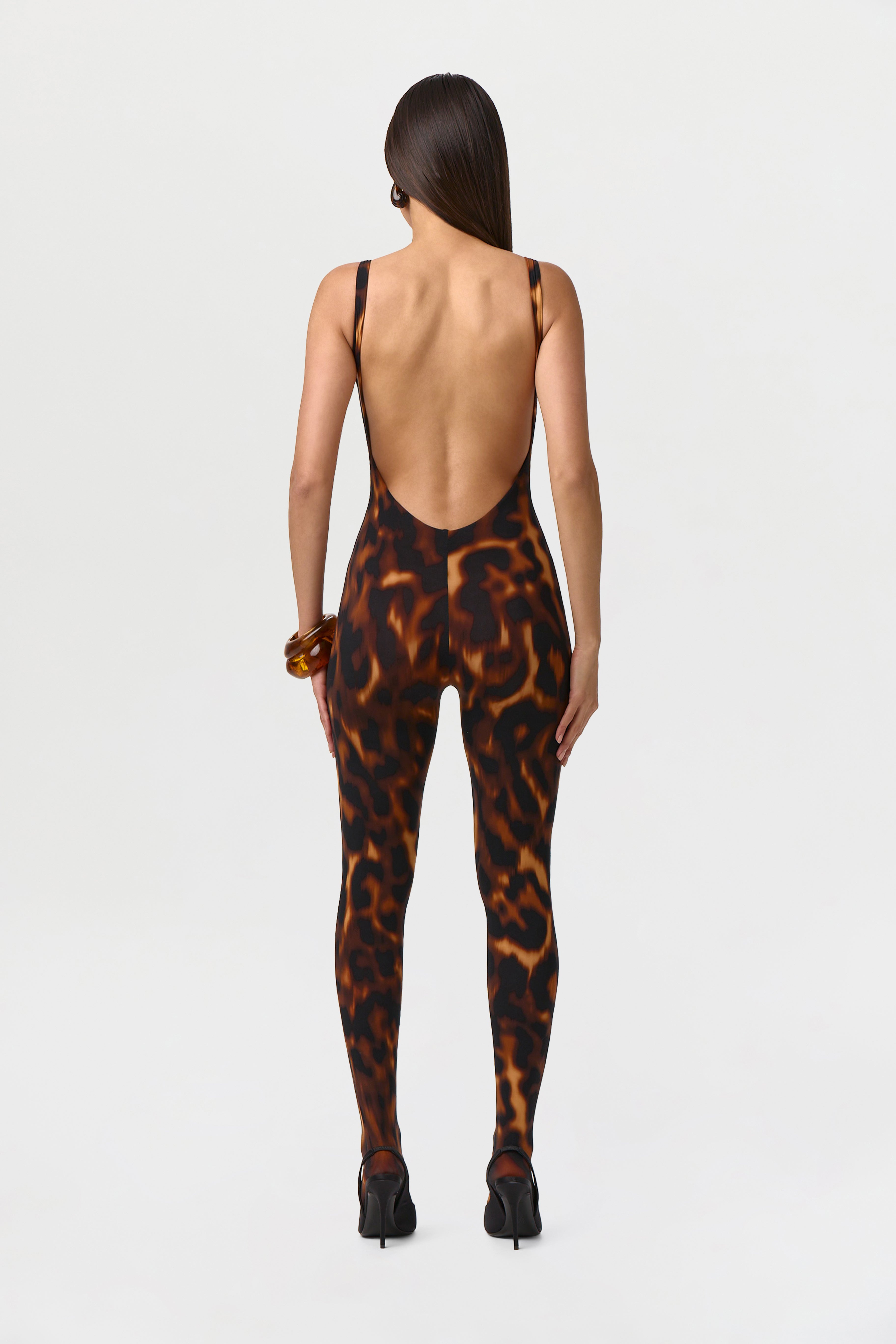 Naked Print Open Back Jumpsuit