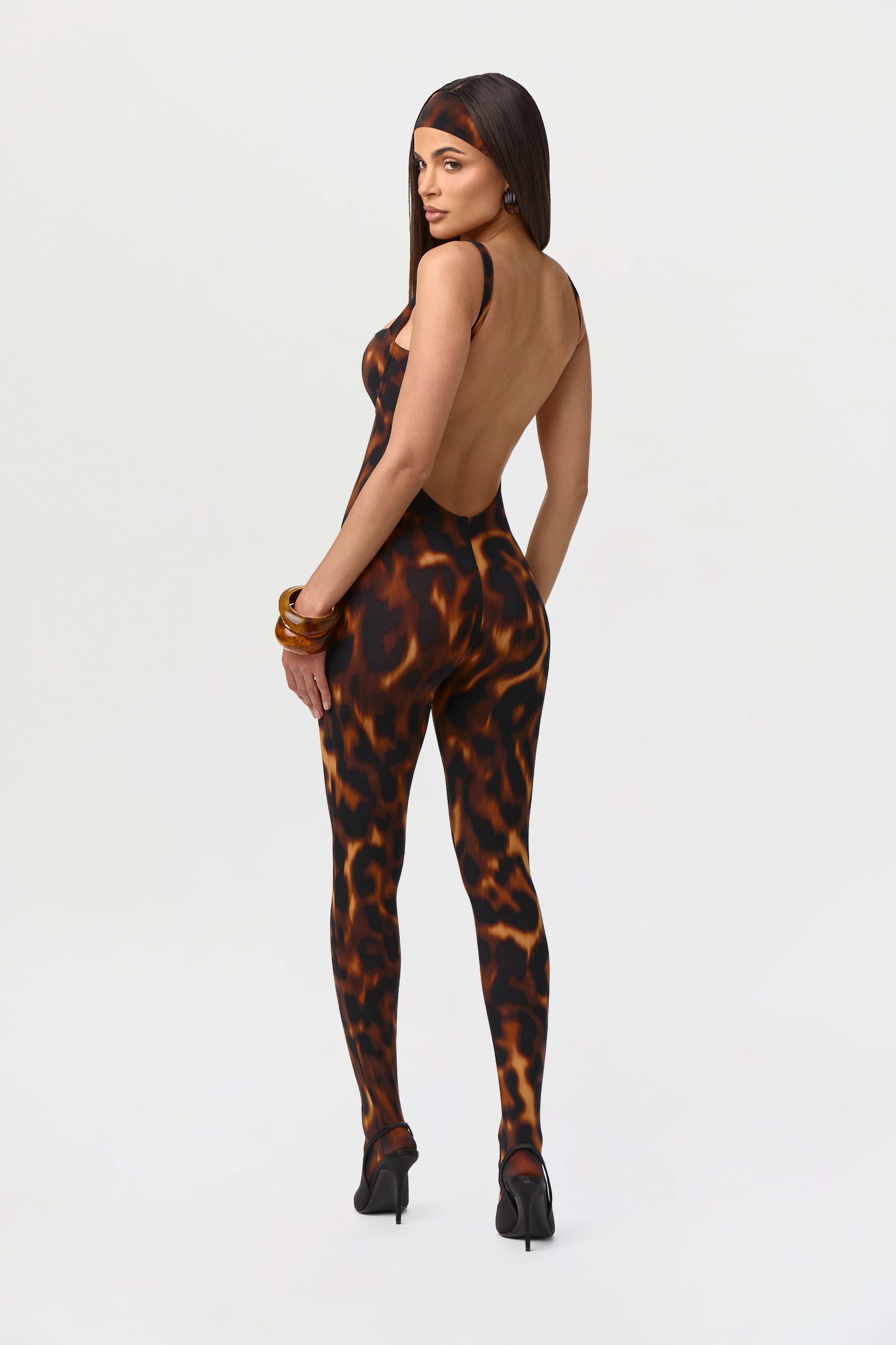Naked Print Open Back Jumpsuit
