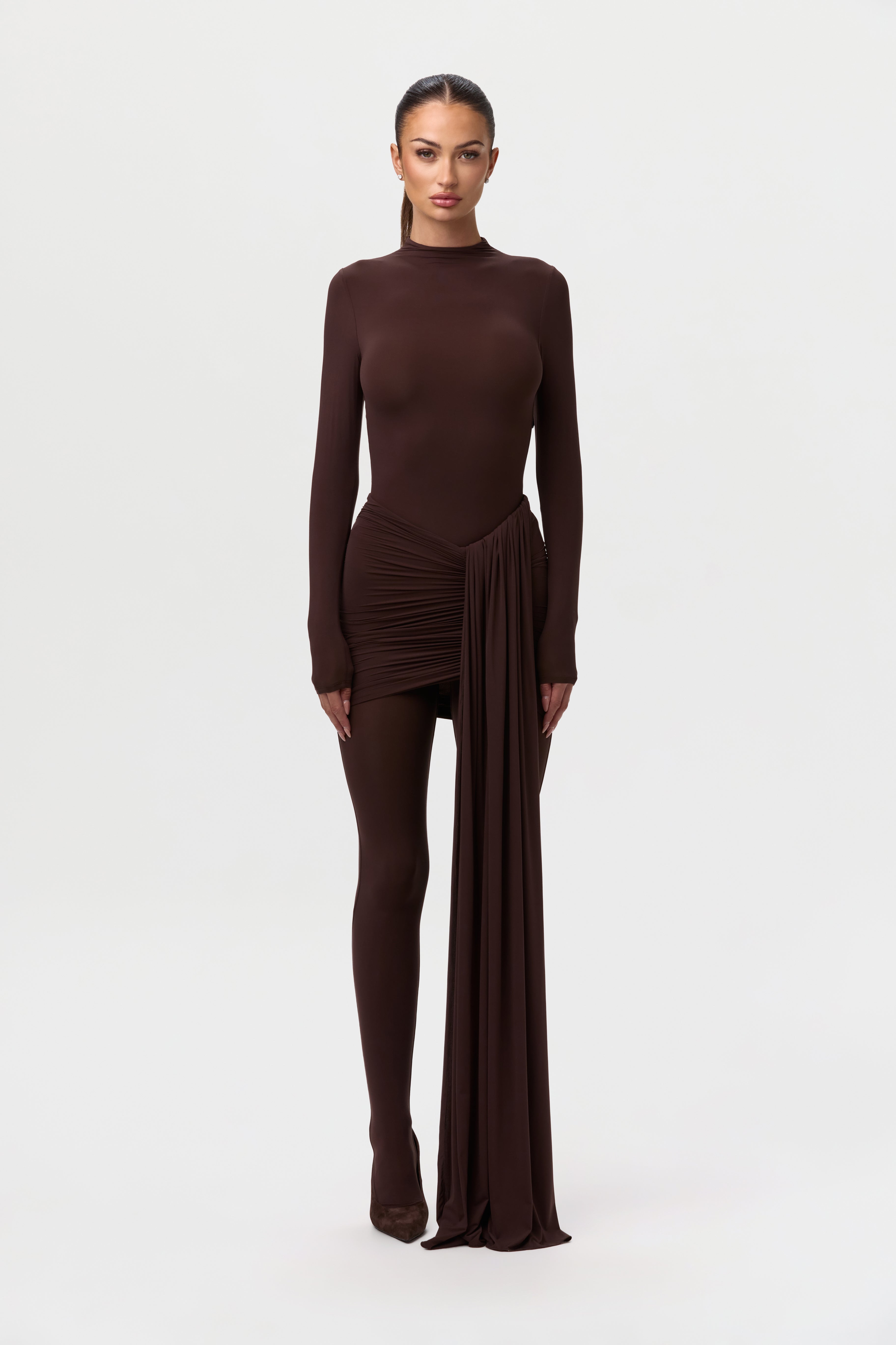 Naked Ruched Drape Mini Skirt