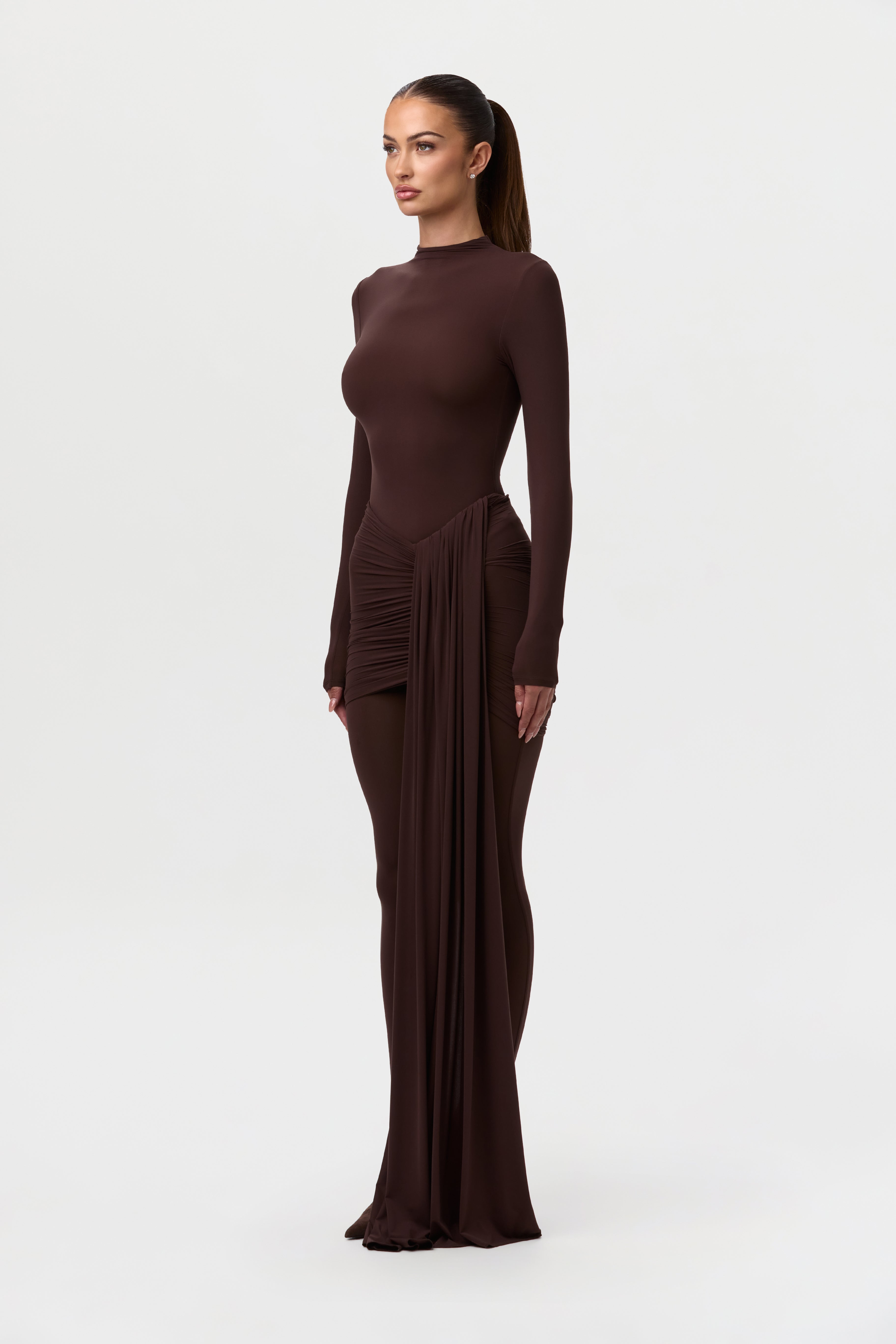 Naked Ruched Drape Mini Skirt