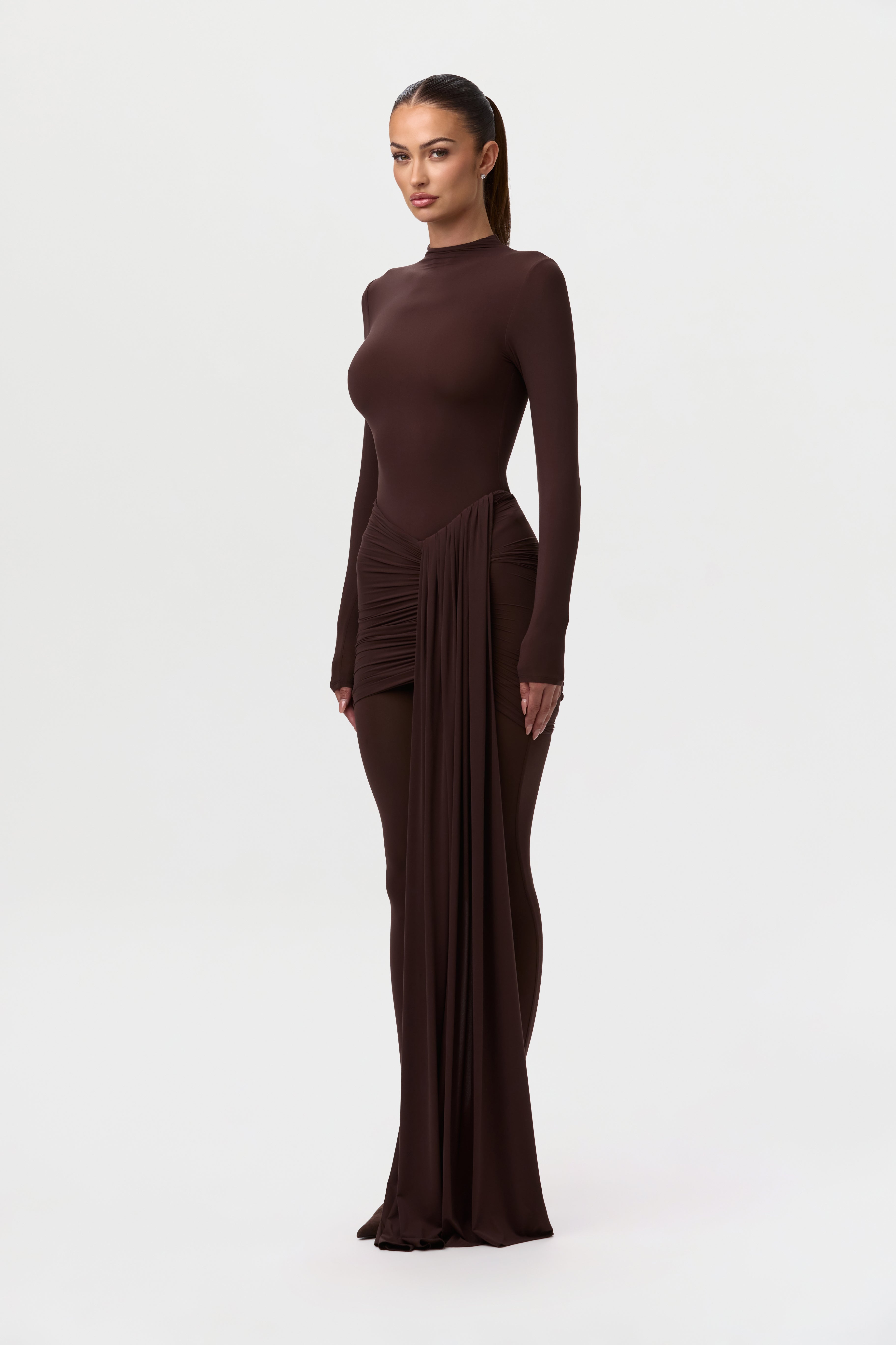 Naked Ruched Drape Mini Skirt