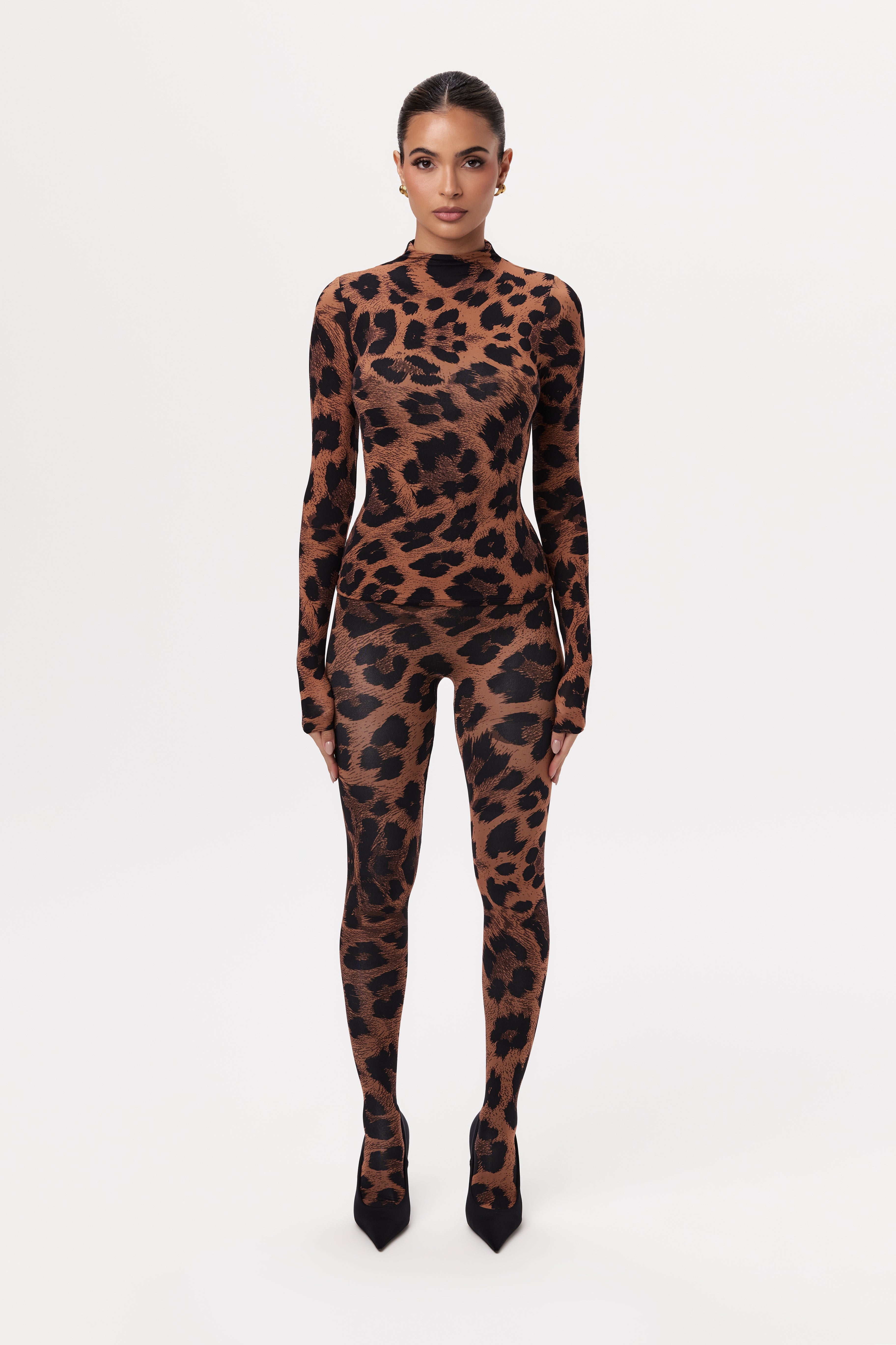 Naked Print Mock Neck Top
