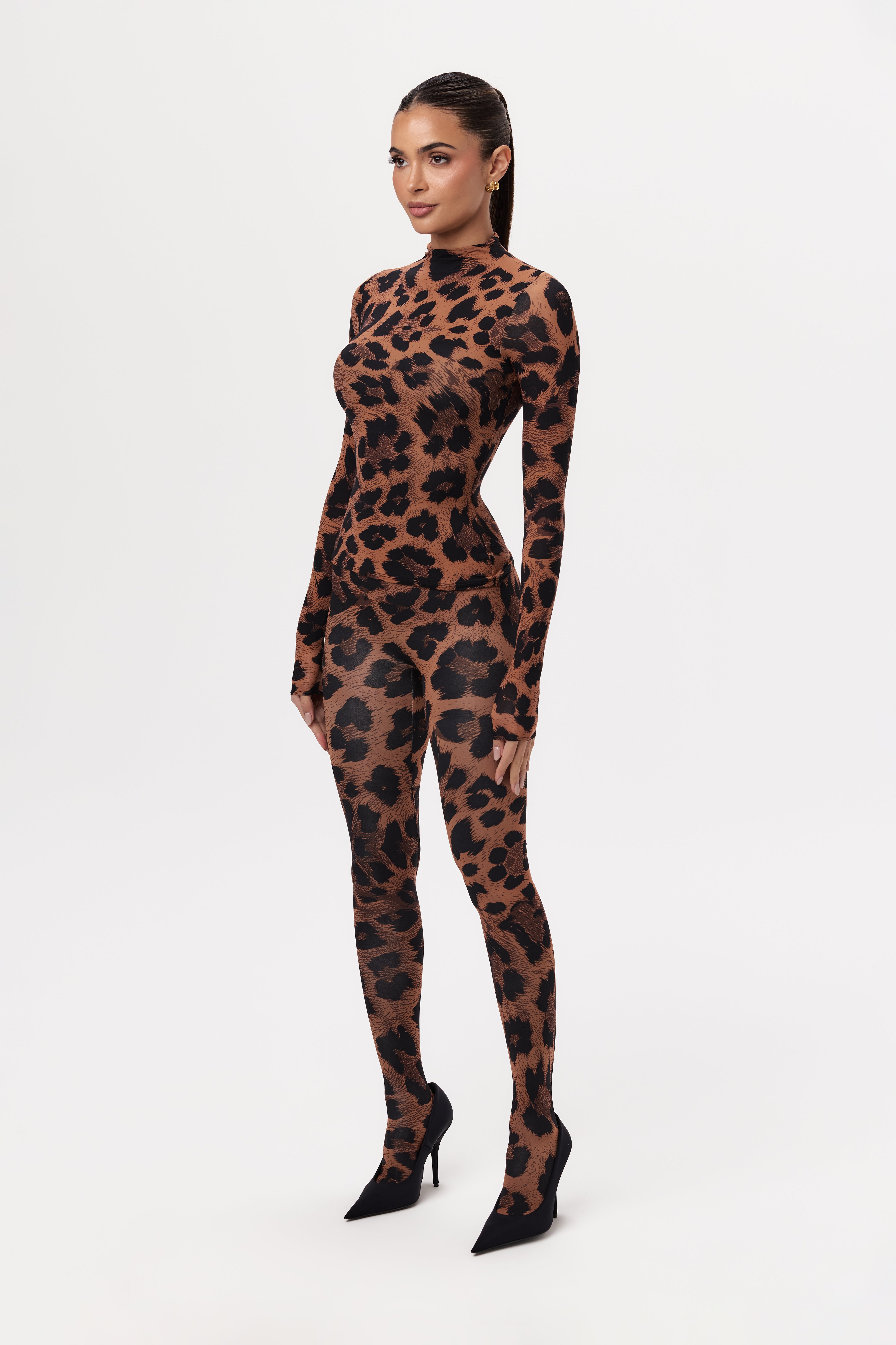 Naked Print Mock Neck Top
