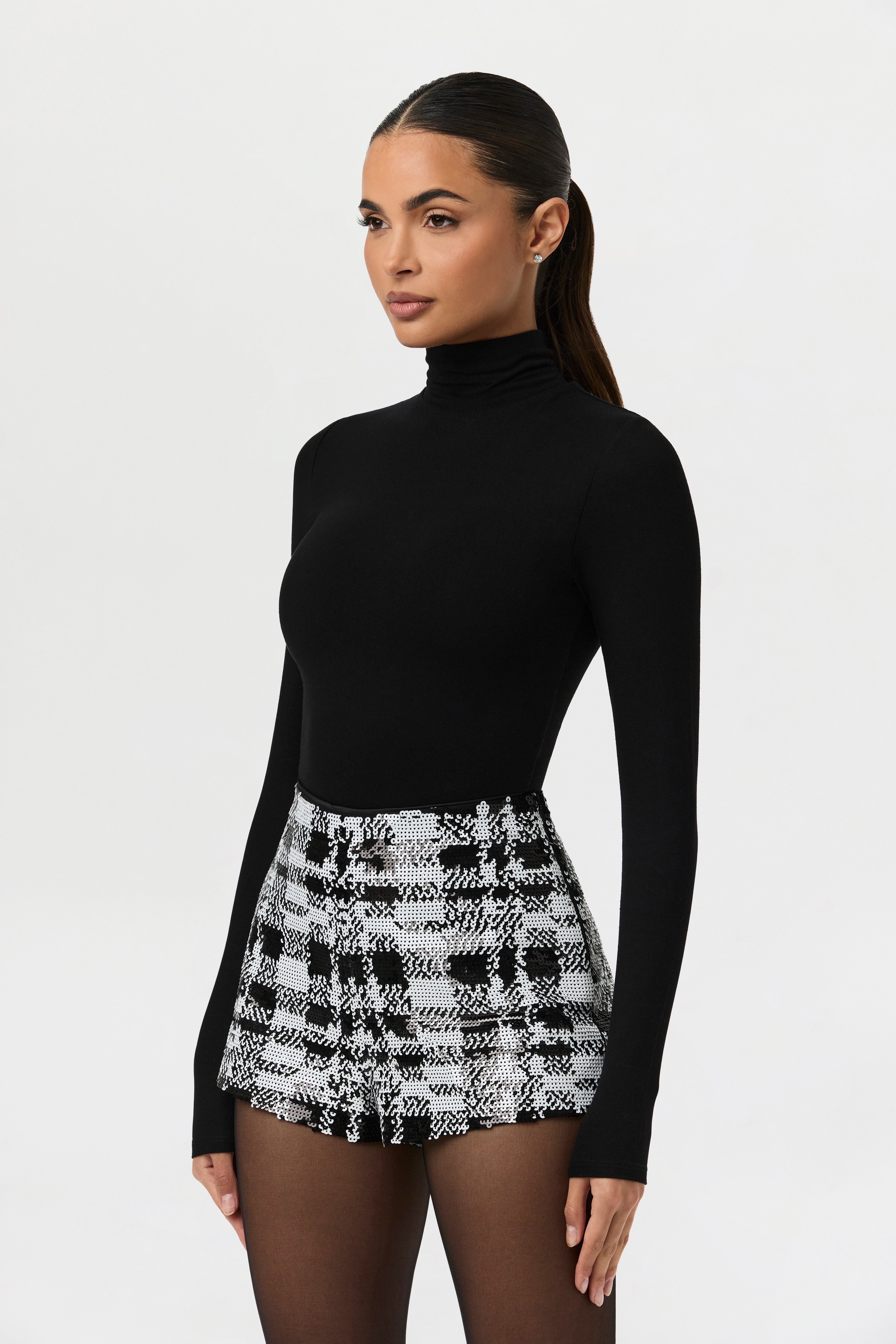 Sequin Plaid Hot Pants