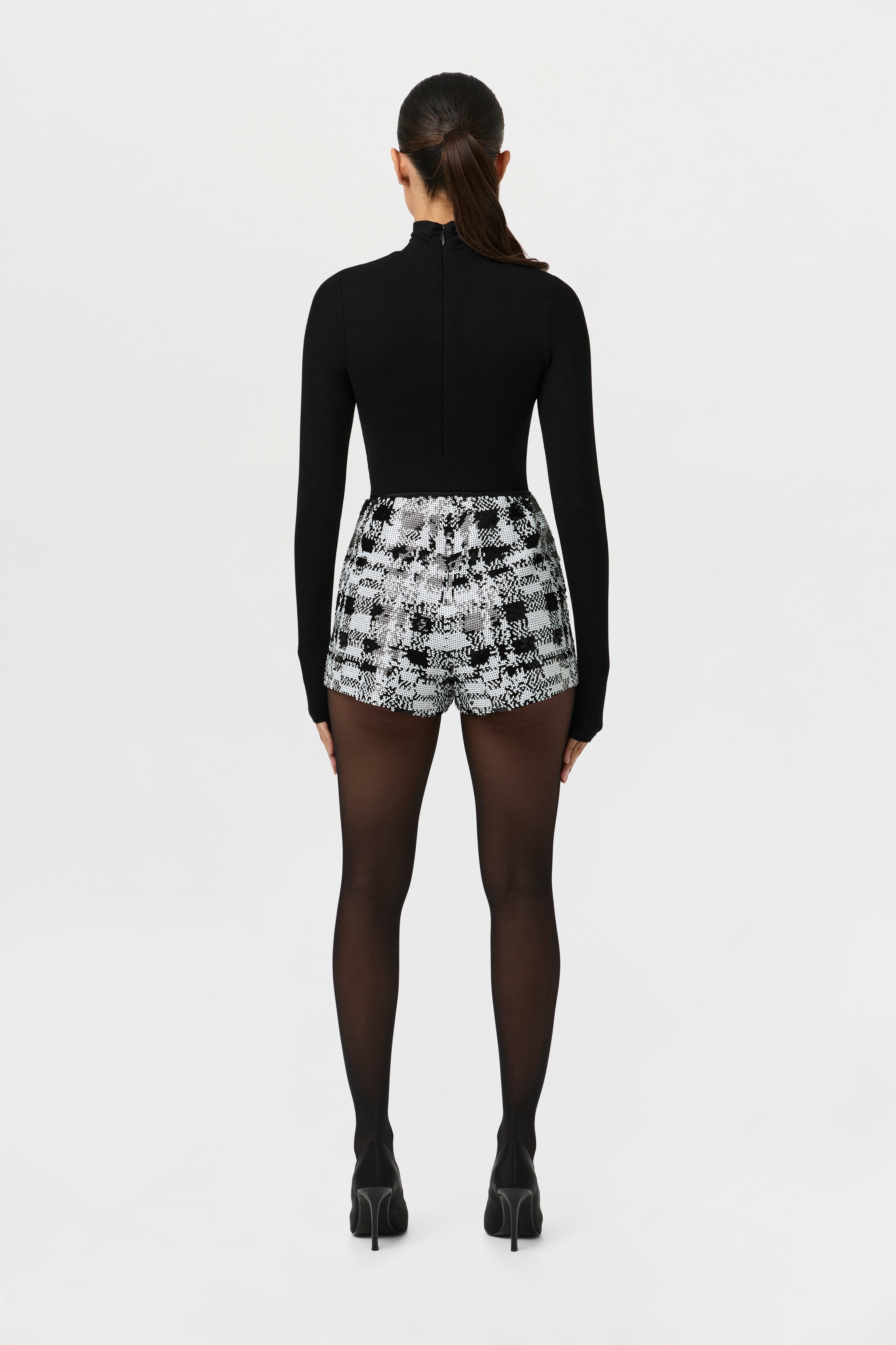 Sequin Plaid Hot Pants
