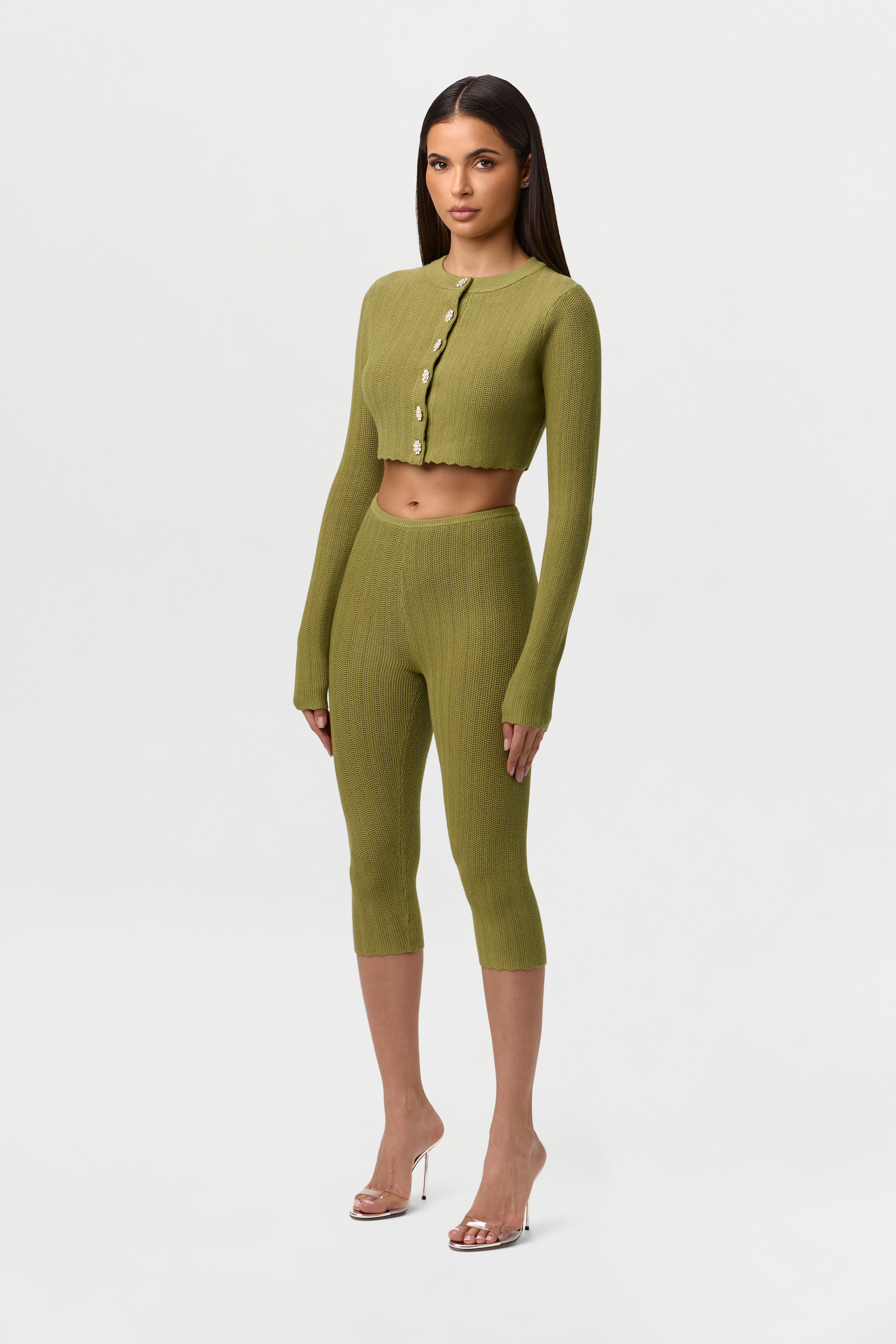 Knit Scallop Capri Leggings