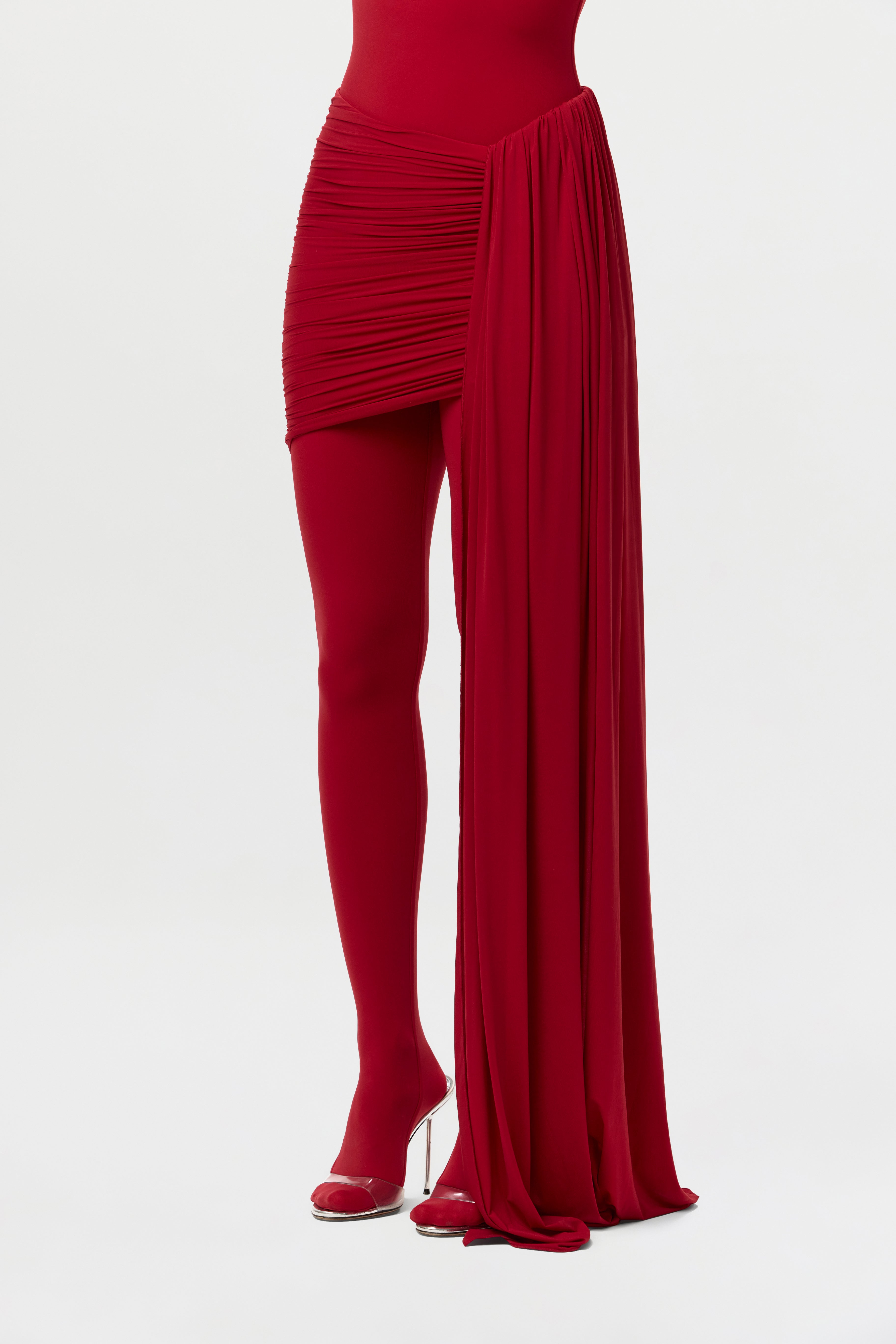 Naked Ruched Drape Mini Skirt