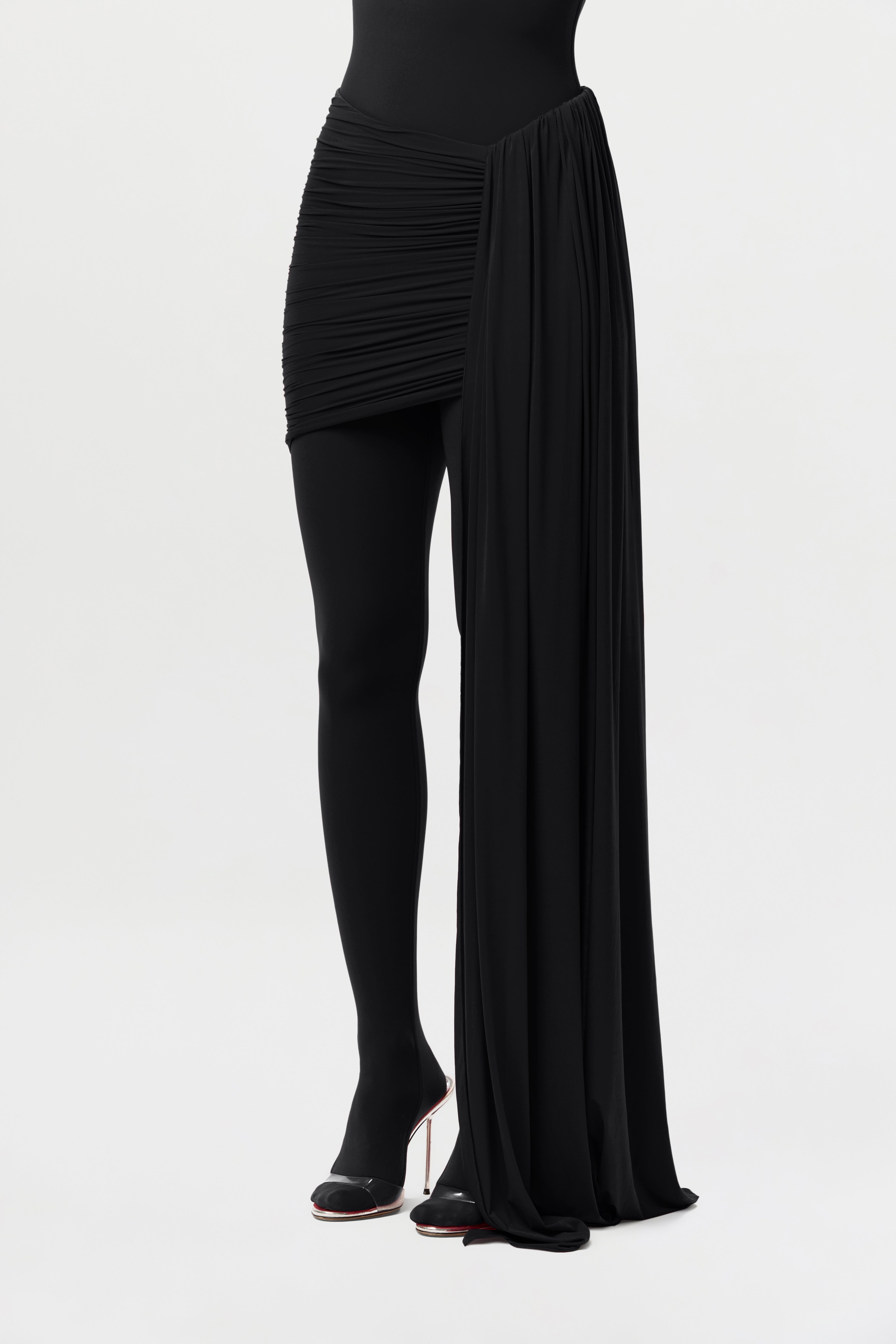 Naked Ruched Drape Mini Skirt
